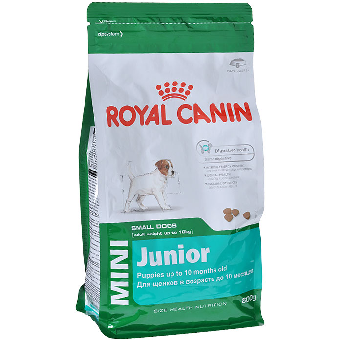 Корм сухой Royal Canin Mini Junior для щенков мелких пород от 2 до 10 месяцев, 800 г2929 Корм сухой Royal Canin Mini Junior для щенков мелких пород от 2 до 10 месяцев, 800 г2929Сухой корм Royal Canin Mini Junior является полнорационным кормом для щенков мелких собак (вес взрослой собаки от 1 до 10 кг) в возрасте до 10 месяцев. Особенности корма Royal Canin Mini Junior: Укрепляет иммунную защиту; Способствует прекрасному аппетиту щенка; Обеспечивает хорошую работу пищеварения; Крокеты обладают оптимальной текстурой и адаптированы к маленьким зубам. Состав: дегидратированные белки животного происхождения (птица), рис, животные жиры, изолят растительных белков, кукуруза, свекольный жом, кукурузная мука, гидролизат белков животного происхождения, кукурузная клейковина, соевое масло, рыбий жир, минеральные вещества, фруктоолигосахариды, гидролизат дрожжей (источник мaннановых олигосахаридов), экстракт бархатцев прямостоячих (источник лютеина). Пищевые добавки на 1 кг: витамин А 17300 МЕ, витамин D3 1000 МЕ, железо 43 мг, йод 3,4 мг, марганец 56 мг, цинк 186 мг, селен 0,07 мг, триполифосфат натрия 3,5 г, консервант,...