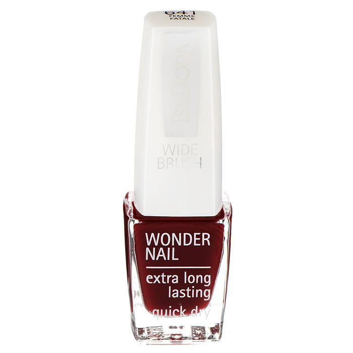 Isa Dora Лак для ногтей Wonder Nail, тон №641 Femme Fatale, 6 мл220641 Isa Dora Лак для ногтей Wonder Nail, тон №641 Femme Fatale, 6 мл220641Стойкий и быстро сохнущий лак для ногтей Isa Dora Wonder Nail с широкой кисточкой, покрывающей ногти всего за один штрих. Долго сохраняет свой блеск. Кисточка имеет особую форму, так как каждый ее волосок индивидуально подстрижен, что позволяет избежать полосок при нанесении лака. Товар сертифицирован.