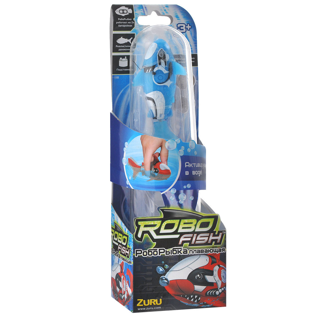 Игрушка для ванны Robofish РобоРыбка: Акула, цвет: голубой2501-6 Игрушка для ванны Robofish РобоРыбка: Акула, цвет: голубой2501-6Игрушка для ванны Robofish РобоРыбка: Акула понравится вашему малышу и превратит купание в веселую игру. Она выполнена из безопасного пластика с элементами металла в виде маленькой красочной акулы. При погружении в ванну, аквариум или другую емкостью с водой РобоРыбка начинает плавать, опускаясь ко дну и поднимаясь к поверхности воды. Акула прекрасно имитирует повадки настоящей рыбы. Траектория ее движения зависит от наклона хвоста. Внутри рыбки находится специальный грузик, регулирующий глубину ее погружения. Если рыбка плавает на дне, не всплывая, - уберите грузик; если на поверхности - добавьте грузик. Набор включает подставку, на которой можно разместить рыбку, пока вы с ней не играете. Порадуйте вашего ребенка таким замечательным подарком! Игрушка работает от 2 батарей напряжением 1,5V типа LR44 (2 установлены в игрушку и 2 запасные).