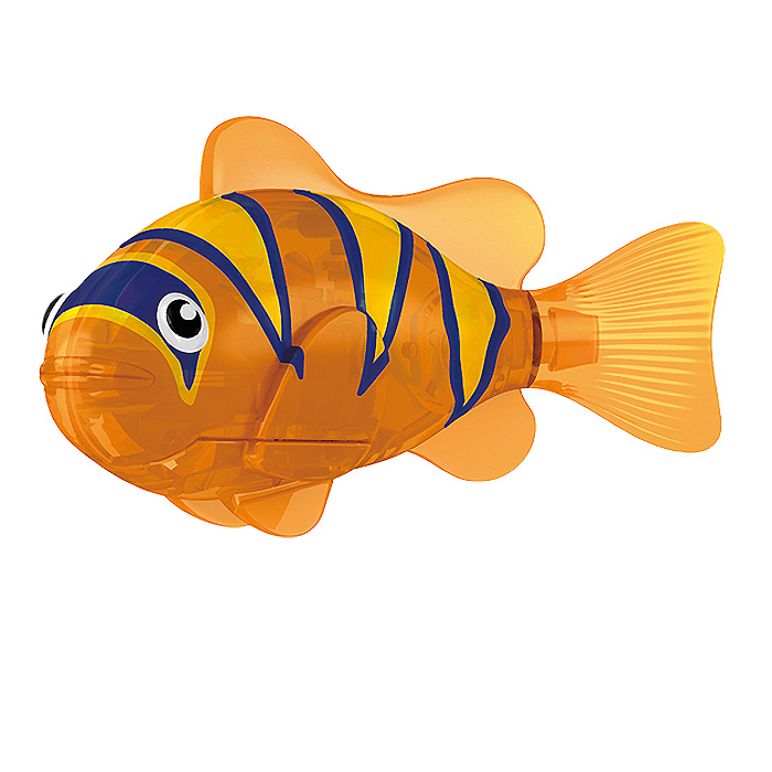 Игрушка для ванны Robofish Тропическая РобоРыбка: Бычок, цвет: оранжевый2549-5 Игрушка для ванны Robofish Тропическая РобоРыбка: Бычок, цвет: оранжевый2549-5Игрушка для ванны Robofish Тропическая РобоРыбка понравится вашему малышу и превратит купание в веселую игру. Она выполнена из безопасного пластика с элементами металла в виде маленькой красочной рыбки. При погружении в ванну, аквариум или другую емкостью с водой РобоРыбка начинает плавать, опускаясь ко дну и поднимаясь к поверхности воды. Игрушка прекрасно имитирует повадки настоящей рыбы. Траектория ее движения зависит от наклона хвоста. Внутри рыбки находится специальный грузик, регулирующий глубину ее погружения. Если рыбка плавает на дне, не всплывая, - уберите грузик; если на поверхности - добавьте грузик. Набор включает подставку, на которой можно разместить рыбку, пока вы с ней не играете. Порадуйте вашего ребенка таким замечательным подарком! Игрушка работает от 2 батарей напряжением 1,5V типа LR44 (2 установлены в игрушку и 2 запасные).