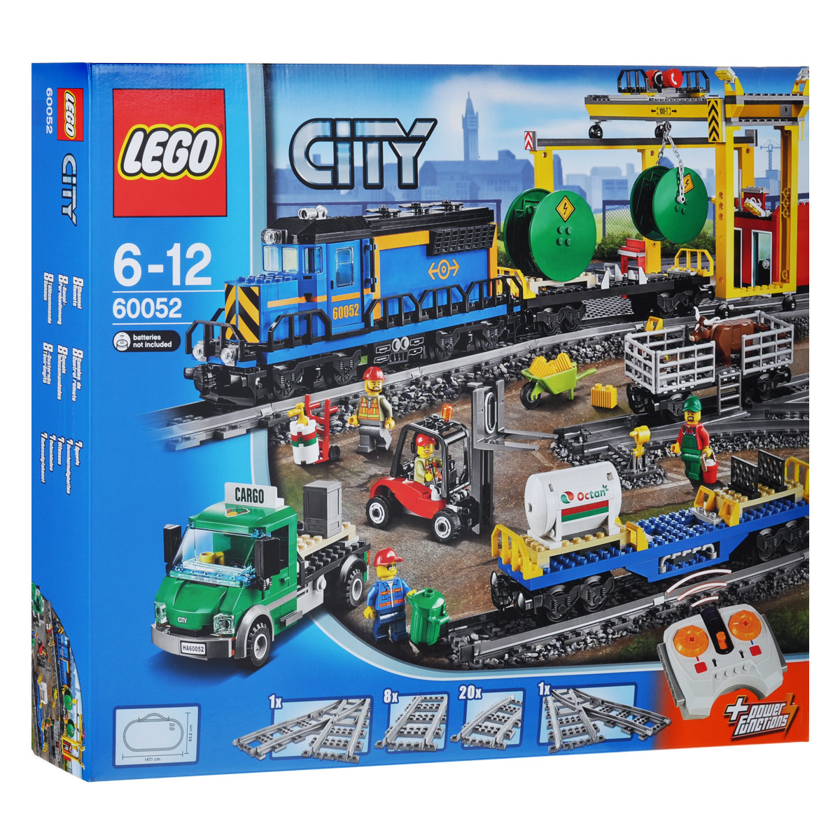 LEGO City Конструктор Грузовой поезд 6005260052 LEGO City Конструктор Грузовой поезд 6005260052Перевози тяжелые грузы и животных по городу на супермощном грузовом поезде LEGO City! Этот великолепный моторизированный поезд с 8-канальным, 7-скоростным дистанционным управлением может перевозить все, что угодно. Убедись в том, что груз находится в нужном месте в нужное время, чтобы обеспечить бесперебойную работу города. Соедини вагон для рогатого скота и два грузовых вагона и тяни их с помощью локомотива. Используй вильчатый погрузчик для безопасного перемещения поддонов из вагонов в грузовик. Регистрируй все отправления и прибытия грузов в офисе на впечатляющей грузовой железнодорожной станции. Ты можешь использовать передвижной мостовой кран с крюком для передвижения тяжёлых грузов с одного транспортного средства на другое или на землю. Этот набор с множеством игровых возможностей и крутыми функциями идеально подходит для любителей поездов! Набор включает в себя 888 разноцветных пластиковых элементов, в том числе минифигурки в виде водителя ...