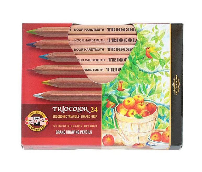 Цветные карандаши Triocolor, художественные, 24 цвета3154N/24 KS Цветные карандаши Triocolor, художественные, 24 цвета3154N/24 KSНабор художественных цветных карандашей TRICOLOR в утолщенном корпусе из натурального неокрашенного дерева. Благодаря Цветные художественные карандаши Triocolor непременно, понравятся вашему юному художнику. Набор включает в себя 24 ярких насыщенных цветных карандаша, которые идеально подходят для малышей. Эргономичный трехгранный утолщенный корпус изготовлен из натуральной неокрашенной древесины. Карандаши имеют прочный неломающийся грифель, не требующий сильного нажатия и легко затачиваются. Порадуйте своего ребенка таким восхитительным подарком!