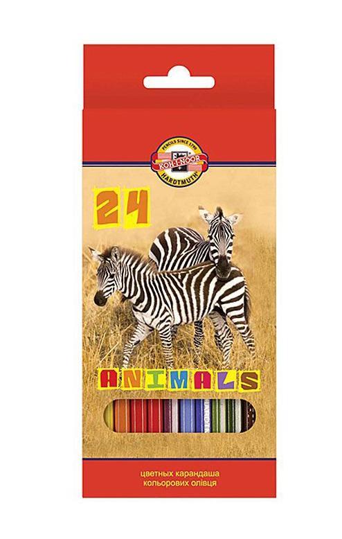Цветные карандаши "Животные", 24 цвета