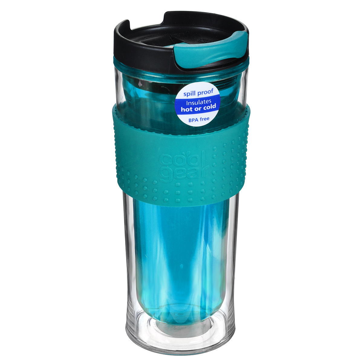 Кружка дорожная Cool Gear Eco 2 Go для горячих напитков, цвет: бирюзовый, черный, 420 мл. 12801280 Кружка дорожная Cool Gear Eco 2 Go для горячих напитков, цвет: бирюзовый, черный, 420 мл. 12801280Дорожная кружка Cool Gear Eco 2 Go изготовлена из высококачественного BPA-free пластика, не содержащего токсичных веществ. Двойные стенки дольше сохраняют напиток горячим и не обжигают руки. Надежная закручивающаяся крышка с защитой от проливания обеспечит дополнительную безопасность. Крышка оснащена клапаном для питья. Оптимальный объем позволит взять с собой большую порцию горячего кофе или чая. Также подходит и для холодных напитков. Антискользящий ободок предотвращает выскальзывание кружки из рук. Кружка идеальна для ежедневного использования. Она станет вашим обязательным спутником в длительных поездках или занятиях зимними видами спорта. Не рекомендуется использовать в микроволновой печи и мыть в посудомоечной машине. Cool Gear - мировой лидер в сфере производства товаров для питья, продукция которого пользуется огромной популярностью по всему миру! Ассортимент компании включает более 120 видов бутылок для питья и дорожных кружек. Выбирайте для...
