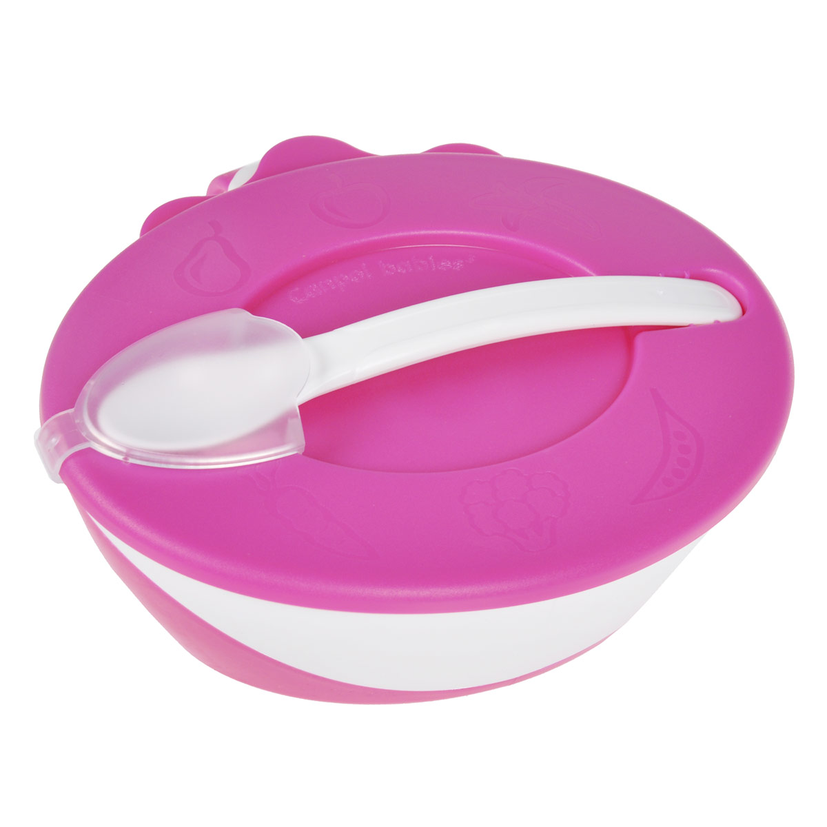 Canpol Babies Миска с ложечкой цвет розовый31/406_розовый Canpol Babies Миска с ложечкой цвет розовый31/406_розовыйМиска Canpol Babies прекрасно подойдет для кормления малыша и самостоятельного приема им пищи. Эргономичная форма с ручкой позволит удобно держать ее во время кормления и легко зачерпывать еду. Плотно закрывающаяся крышка позволит сохранить остатки еды. На крышке имеется специальный снимающийся фиксатор, при помощи которого крепится ложечка. Ее мягкий ковш не повредит нежные десны ребенка, а удлиненная ручка позволит легко зачерпывать еду до самого дна тарелочки. Прорезиненное дно миски не позволит ей скользить по поверхности. Благодаря своей практичности миска идеальна в путешествии. Объем миски 350 мл. Рекомендуемый возраст: от 9 месяцев.