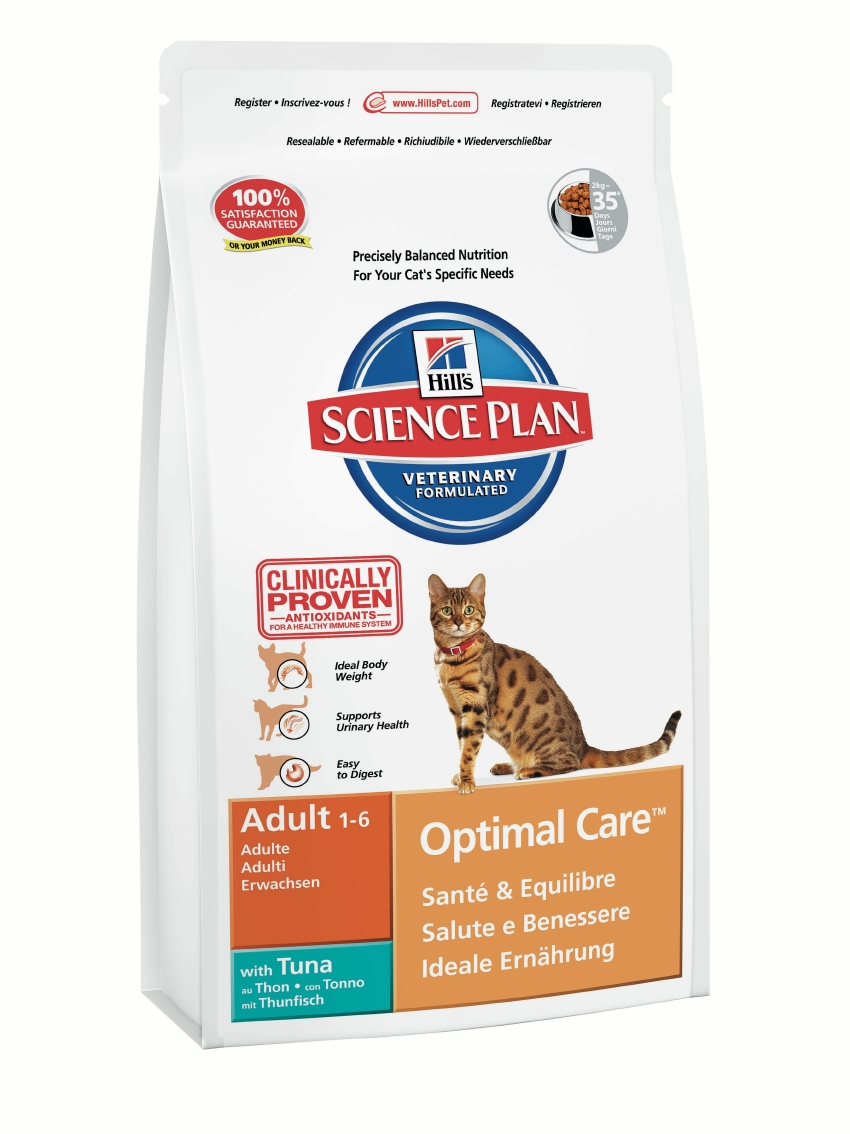 Корм сухой Hills Optimal Care для взрослых кошек, с тунцом, 10 кг4231 Корм сухой Hills Optimal Care для взрослых кошек, с тунцом, 10 кг4231Сухой корм Hills Science Plan Optimal Care предназначен для взрослых кошек от 1 года до 6 лет. Это полноценное, точно сбалансированное питание, приготовленное из ингредиентов высокого качества, без добавления красителей и консервантов. Рацион Science Plan содержит эксклюзивный комплекс антиоксидантов с клинически подтвержденным эффектом, протеины и обогащен Омега-3 жирными кислотами для поддержки иммунной системы вашего питомца. Корм Science Plan Feline Adult разработан для удовлетворения всех потребностей организма взрослой кошки от момента достижения зрелости (12 месяцев) до 7 лет. Корм предотвращает появление симптомов заболеваний мочевыводящих путей у кошек. Содержит улучшенную Антиоксидантную Формулу для снижения окислительных повреждений клеток. Ключевые преимущества: Поддерживает мускулатуру и оптимальный вес. Контролируемый уровень минералов для здоровья нижних мочевыводящих путей. Высоко перевариваемые ингредиенты для легкости пищеварения. ...