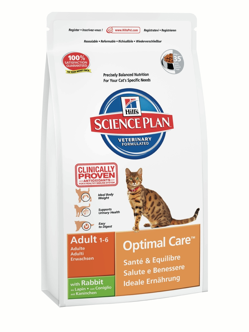 Корм сухой Hills Optimal Care для взрослых кошек, с кроликом, 2 кг8739 Корм сухой Hills Optimal Care для взрослых кошек, с кроликом, 2 кг8739Сухой корм Hills Science Plan Optimal Care предназначен для взрослых кошек от 1 года до 6 лет. Это полноценное, точно сбалансированное питание, приготовленное из ингредиентов высокого качества, без добавления красителей и консервантов. Рацион Science Plan содержит эксклюзивный комплекс антиоксидантов с клинически подтвержденным эффектом, протеины и обогащен Омега-3 жирными кислотами для поддержки иммунной системы вашего питомца. Корм Science Plan Feline Adult разработан для удовлетворения всех потребностей организма взрослой кошки от момента достижения зрелости (12 месяцев) до 6 лет. Корм предотвращает появление симптомов заболеваний мочевыводящих путей у кошек. Содержит улучшенную Антиоксидантную Формулу для снижения окислительных повреждений клеток. Ключевые преимущества: Поддерживает мускулатуру и оптимальный вес. Контролируемый уровень минералов для здоровья нижних мочевыводящих путей. Высоко перевариваемые ингредиенты для легкости пищеварения. ...