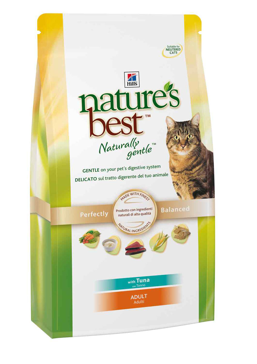 Корм сухой Hills Natures Best для взрослых кошек, с тунцом и овощами, 300 г5268 Корм сухой Hills Natures Best для взрослых кошек, с тунцом и овощами, 300 г5268Корм сухой Hills Natures Best специально разработан для взрослых кошек от 1 года до 6 лет. Идеально сбалансирован, состоит из высококачественных натуральных ингредиентов с добавлением витаминов и минералов, таурина для поддержания нормальной работы сердца и функционирования сетчатки. Корм содержит целебные ингредиенты, включающие тунец, садовые овощи, рис и злаки. Консервирован естественным способом с использованием витамина Е и розмарина для сохранения свежести и отличного вкуса. Не содержит искусственных красителей или вкусовых добавок. Имеет натуральный вкус, который понравится вашему питомцу. Уникальная смесь антиоксидантных витаминов помогает поддерживать здоровой иммунную систему. Состав: с тунцом (минимум 7% тунца), мука из мяса домашней птицы, мука из маисового глютена, животный жир, молотая кукуруза, молотый рис, коричневый рис, мука из тунца, рыбный гидролизат, молотый ячмень, овсяная крупа, гидролизат белка, сухая свекольная пульпа, калия хлорид,...