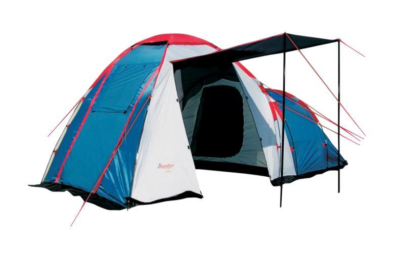 Палатка CANADIAN CAMPER HYPPO 3 (цвет royal)30300022 Палатка CANADIAN CAMPER HYPPO 3 (цвет royal)30300022Палатка Canadian Camper HYPPO 3 - просторная кемпинговая палатка с нестандартной геометрией. Первое высокое (180 см) помещение - тамбур - имеет три входа, которые можно использовать в качестве козырьков. В нем легко помещается стол и три стула. Спальное отделение пониже, рассчитано на троих человек, имеет еще один вход. И тамбур и внутреннее помещение имеют вентиляционные окна. Два входа во внутреннее помещение и окна занавешиваются москитными сетками. Также москитная сетка есть у одной двери тамбура, у двух других - сетки на окнах. Внутри есть кольцо для подвешивания лампы или фонаря, карманы для мелочей. Для предотвращения проникновения насекомых предусмотрена юбка по всему периметру. Инструкция по сборке вшита в сумку-чехол для палатки. Палатка Canadian Camper HYPPO 3 обладает солидным запасом прочности и надежности: проклеенные швы, дуги выполнены из фибергласа, тент из полиэстера с высокой водостойкостью (4000 мм. вод. ст.), огнеупорной пропиткой и защитой от...