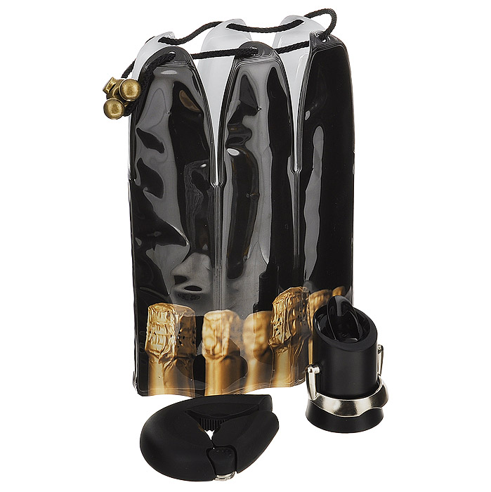 Подарочный набор VacuVin Champagne Essentials, 3 предмета. 38897603889760 Подарочный набор VacuVin Champagne Essentials, 3 предмета. 38897603889760Подарочный набор VacuVin Champagne Essentials состоит из охлаждающей рубашки, пробки для сохранения и розлива напитков и устройства для открывания бутылок. Набор специально предназначен для шампанского. Охлаждающая рубашка - это уникальное приспособление, которое часами сохраняет напиток холодным даже в жаркую погоду. Внутри содержится специальный гель, не токсичный и безопасный для здоровья. Рубашку необходимо положить в морозильную камеру всего на 5 минут, а затем надеть на бутылку. Благодаря завязкам рубашка надежно сидит на бутылке. Пробка, выполненная из пластика черного цвета, подходит ко всем видам бутылок шампанского. Она сохраняет вкус шампанского и пузырьки, благодаря чему вы можете снова насладиться любимым напитком через несколько дней. Через пробку шампанское также можно и разливать. Благодаря металлической ручке отверстие в пробке легко открывается и закрывается. Устройство для открывания бутылок поможет вам без труда открыть любую...