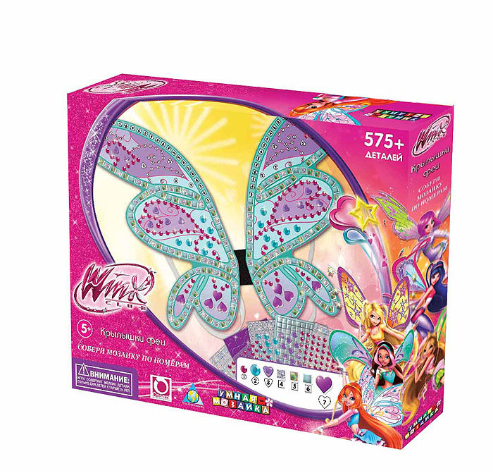 Winx club Мозаика по номерам Крылышки феи11328 Winx club Мозаика по номерам Крылышки феи11328Мозаика по номерам Winx Club Крылышки феи позволит вашей малышке без труда создать сверкающие крылья феи при помощи пронумерованных элементов. В набор входят крылья с нанесенной нумерацией, более 575 самоклеящихся украшений различной формы и эластичные лямки с липучками. Умная мозаика с самоклеющимися элементами отличается высоким качеством исполнения и красочным цветовым дизайном. Процесс создания мозаики несложен и под силу даже ребенку - достаточно наклеить пронумерованные самоклеящиеся элементы на обозначенные места. Готовые крылья закрепляются на эластичных лямках, их можно использовать в качестве элемента маскарадного костюма или играть с ними, придумывая волшебные истории. Данный набор прекрасно развивает моторику рук и координацию движения, а также воображение и аккуратность. The ORB Factory - американская компания с более, чем 20-летней историей, ее продукция завоевывает международные премии. Мозаика с самоклеящимися элементами, наборы для творчества,...