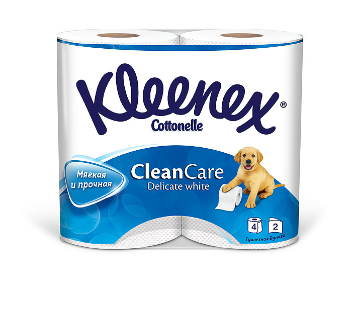 Туалетная бумага Kleenex "Delicate White", двухслойная, цвет: белый, 4 рулона
