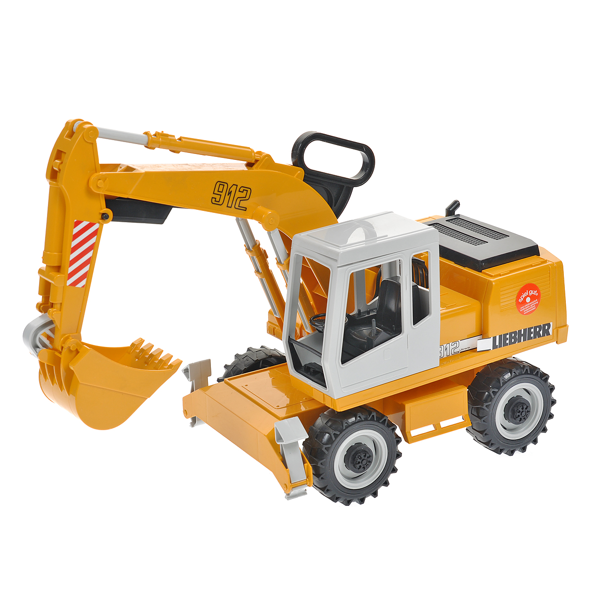 Bruder Экскаватор колесный Liebherr02-426 Bruder Экскаватор колесный Liebherr02-426Колесный экскаватор Bruder Liebherr, выполненный из прочного материала, отлично подойдет ребенку для различных игр. Машина является уменьшенной копией экскаватора фирмы Liebherr. Экскаватор оснащен большим ковшом, с помощью которого можно перемещать материалы (камушки, песок, веточки и др.), убирать строительный мусор или расчищать площадку. Экскаватором легко копать, держась за специальную ручку. Кабина машины поворачивается на 360°. Две опоры обеспечивают устойчивое положение. С этим реалистично выполненным экскаватором ваш малыш часами будет занят игрой.