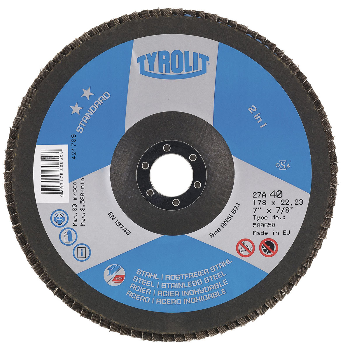 ���� ���������� ��������� Tyrolit Standart 2 in 1, �����������, 125 �� � 8 �� � 22,23 ��. 458587 - Tyrolit458587���� ���������� ��������� Tyrolit Standart 2 in 1 - ���������������� ���������� ��� ���������� ������� ������������ �����, ��� �������� ������������ � ������, � ����� ��� ���������� � ��������� ��������� ����. ���� 2�1 �������� � ���� ������� ������������������ � ���������� ������ ������. ����������� �����: ������������ ������� ��������: 80 �/�. ������� ���� �� ������������� 28XLN. ������� ���� �� �������� ZA = ����������� ������. �������� ����������. ����������. ������ ���������� Fe, S, Cl 0,1%.