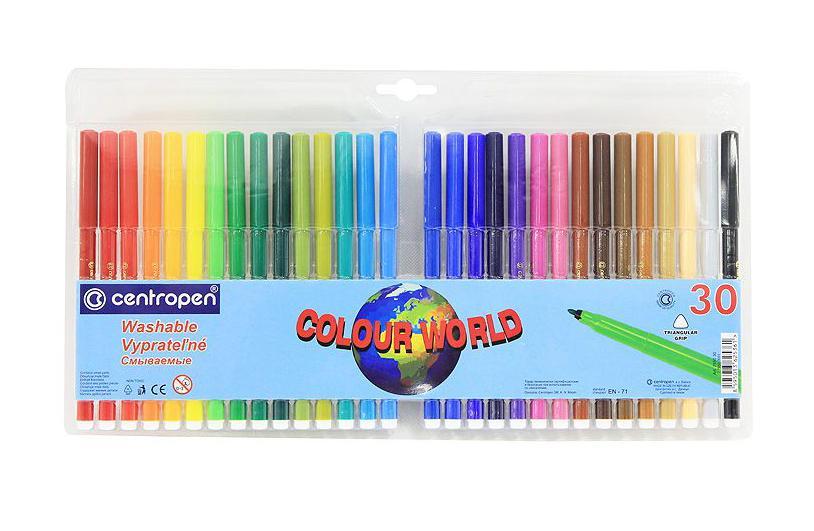 Набор смываемых фломастеров Colour World, 30 цветов7550/30 TP Набор смываемых фломастеров Colour World, 30 цветов7550/30 TPОт производителя Цветные смываемые фломастерыColour World для письма и рисования с вентилируемым колпачком и треугольной зоной захвата. Фломастеры легко смываются с рук даже холодной водой и очень легко отстирываются. Корпус выполнен из полипропилена, поэтому фломастеры сохраняют свои свойства, не высыхая, минимум 3 года. Диаметр острия 2 мм. В наборе 30 ярких цветов. Характеристики: Длина фломастера: 15 см. Размер упаковки: 35 см х 19 см х 1 см.