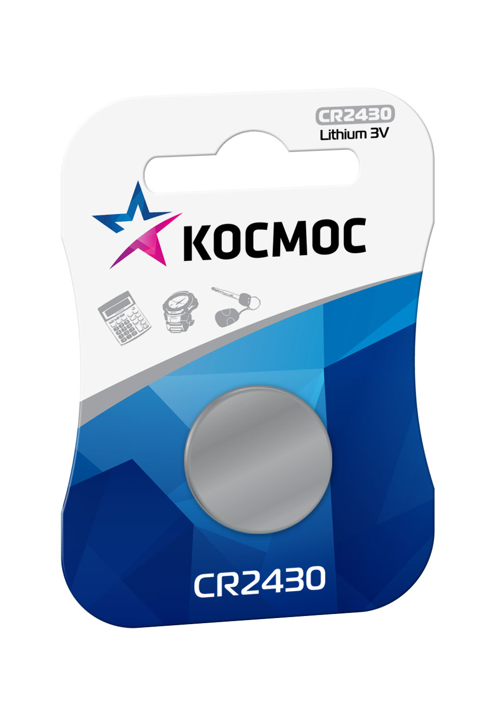 Элемент питания Космос CR 2430KOCR24301BL Элемент питания Космос CR 2430KOCR24301BLСпециальный литиевый элемент питания с высоким выходным напряжением Космос СR 2430. Используется в высокотехнологичных приборах (в том числе медицинских) , пультах дистанционного управления различных устройств, некоторых промышленных приборах, блоках управления, компьютерной периферии ...
