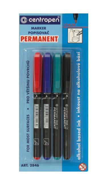 Набор перманентных маркеров Centropen, 4 цвета. 2846/4PVC2846/4PVC Набор перманентных маркеров Centropen, 4 цвета. 2846/4PVC2846/4PVCХарактеристики: Длина маркера: 13,5 см. Диаметр маркера: 1 см. Тощина линии: 1 мм. Диаметр наконечника: 2 мм.