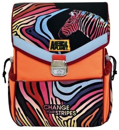 Ранец школьный ANIMAL PLANET Зебра, разм.37 x 28 x 17 см, жесткая рельефная анатомическая спинкаAP-ASB4002/4/14 Ранец школьный ANIMAL PLANET Зебра, разм.37 x 28 x 17 см, жесткая рельефная анатомическая спинкаAP-ASB4002/4/14Жесткая рельефная анатомическая спинка. Основное отделение имеет два внутренних отдела. Имеется маленький кармашек на молнии. На внутренней части крышки расписание уроков. Широкие плотные регулируемые задние лямки со свветоотражающими полосками. Два боков
