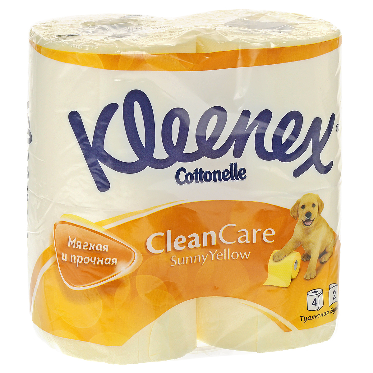 Туалетная бумага Kleenex Sunny Yellow, двухслойная, цвет: желтый, 4 рулона260830823 Туалетная бумага Kleenex Sunny Yellow, двухслойная, цвет: желтый, 4 рулона260830823Двухслойная туалетная бумага Kleenex Sunny Yellow изготовлена из целлюлозы высшего качества. Листы желтого цвета имеют рисунок с тиснением в виде собачек. Мягкая, нежная, но в тоже время прочная, бумага не расслаивается и отрывается строго по линии перфорации.