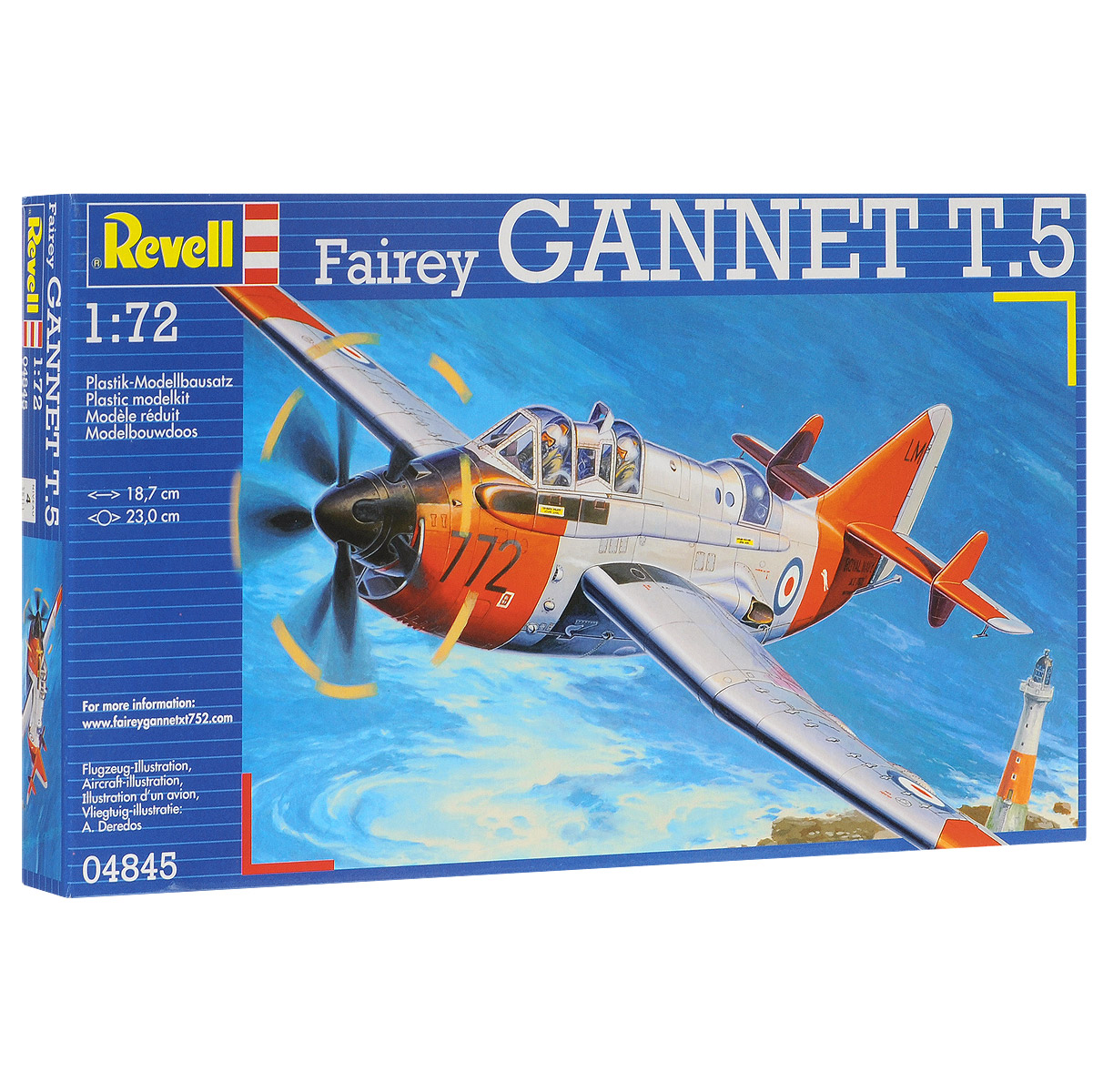 Сборная модель Revell Самолет Fairey Gannet T.504845 Сборная модель Revell Самолет Fairey Gannet T.504845Сборная модель Revell Самолет Fairey Gannet T.5 поможет вам и вашему ребенку придумать увлекательное занятие на долгое время. Набор включает в себя 105 пластиковых элементов, из которых можно собрать достоверную уменьшенную копию одноименного самолета. Фэйри Гэнит - британский палубный противолодочный самолет и самолет ДРЛО. Разработан и производился Fairey Aviation Company. Эксплуатировался с 1953 по 1978 год. Эксплуатанты - ВМС Великобритании, Австралии, Индонезии, ФРГ. Также в наборе схематичная инструкция по сборке. Процесс сборки развивает интеллектуальные и инструментальные способности, воображение и конструктивное мышление, а также прививает практические навыки работы со схемами и чертежами. Уровень сложности: 4. УВАЖАЕМЫЕ КЛИЕНТЫ! Обращаем ваше внимание на тот факт, что элементы для сборки не покрашены. Клей и краски в комплект не входят.