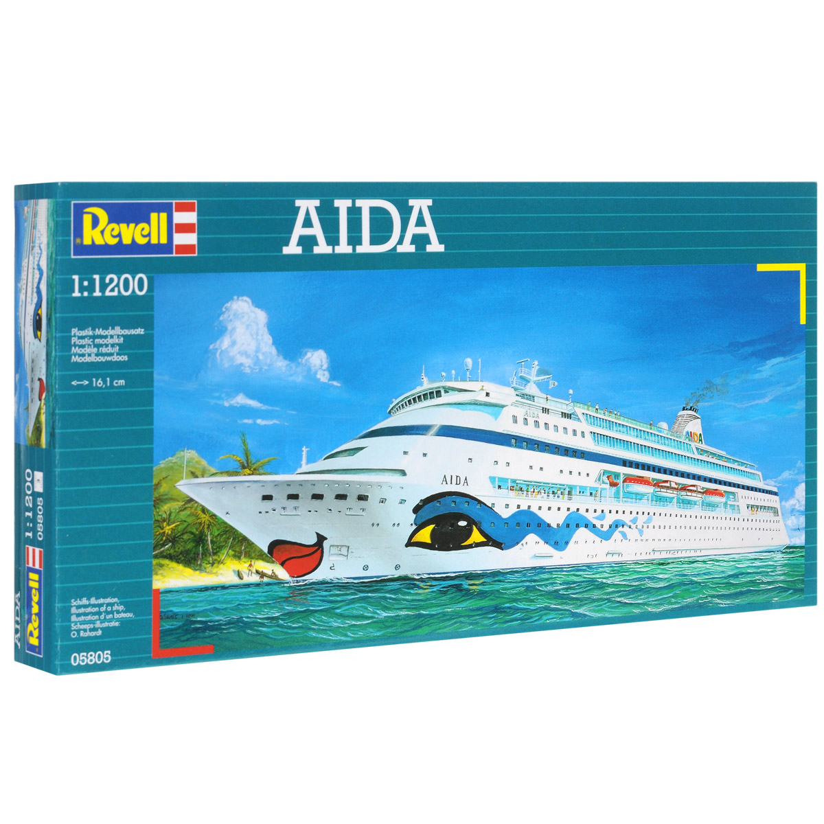 Сборная модель Revell Корабль Aida05805 Сборная модель Revell Корабль Aida05805Сборная модель Revell Корабль Aida поможет вам и вашему ребенку придумать увлекательное занятие на долгое время. Набор включает в себя 28 пластиковых элементов, из которых можно собрать достоверную уменьшенную копию одноименного корабля. Флот компании Aida является одним из самых современных и экологически чистых в мире. Каждый корабль флота располагает несколькими ресторанами и барами, фитнес-клубами, кинотеатрами, казино и спортивными площадками. Также в наборе схематичная инструкция по сборке. Процесс сборки развивает интеллектуальные и инструментальные способности, воображение и конструктивное мышление, а также прививает практические навыки работы со схемами и чертежами. Уровень сложности: 3. УВАЖАЕМЫЕ КЛИЕНТЫ! Обращаем ваше внимание на тот факт, что элементы для сборки не покрашены. Клей и краски в комплект не входят.