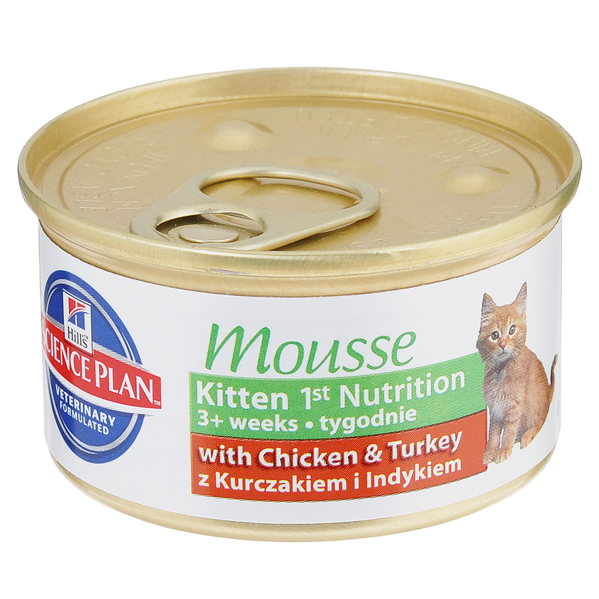 Консервы для котят Hills Kitten, нежный мусс с курицей, 85 г2387 Консервы для котят Hills Kitten, нежный мусс с курицей, 85 г2387Консервы для котят Hills Kitten - полноценный корм для растущих котят с момента отъема до 1 года (с курицей). Состав: печень, свинина, курица (минимум 4%), соевая мука, сухое цельное яйцо, животный жир, мука из маисового глютена, кукурузный крахмал, гидролизат белка, свекольная пульпа, целлюлоза, дикальция фосфат, рыбная мука, рыбий жир, L-лизина гидрохлорид, пивные дрожжи, кальций карбонат, кальция сульфат, DL-метионин, калия хлорид, L-триптофан, магния оксид. Добавки: Витамин D3, витамин E, гептагидрат сульфата железа (II), оксид цинка, сульфат меди, оксид марганца, иодат кальция, натрия селенит, ниацин, d-пантотенат кальция, тиамин, рибофлавин, пиридоксин-гидрохлорид, фолиевая кислота, биотин, витамин B12. Вес: 85 г. Товар сертифицирован.