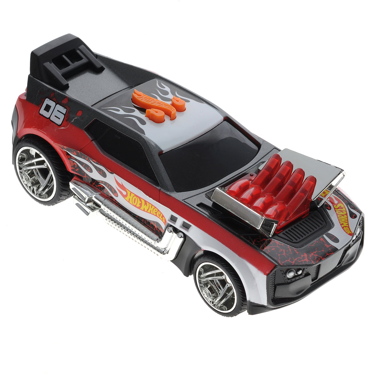 Hot Wheels Машинка Молниеносный дрифт, цвет: красный, черный, белый90500TS Hot Wheels Машинка Молниеносный дрифт, цвет: красный, черный, белый90500TSЯркая машинка Hot Wheels Жми на газ со звуковыми эффектами, несомненно, понравится вашему ребенку и не позволит ему скучать. Игрушка выполнена в виде яркой гоночной машины. При нажатии на кнопку, расположенную на крыше, задние колеса крутятся и дрифтуют, воспроизводится звук мотора, мигают фары, а в салоне автомобиля проигрывается громкая зажигательная музыка. Колеса машинки выполнены из резины. Ваш ребенок часами будет играть с машинкой, придумывая различные истории и устраивая соревнования. Порадуйте его таким замечательным подарком! Рекомендуется докупить 3 батарейки напряжением 1,5V типа AАA (товар комплектуется демонстрационными). Уважаемые клиенты! Обращаем ваше внимание на возможные изменения в дизайне, связанные с ассортиментом продукции. Поставка осуществляется в зависимости от наличия на складе.