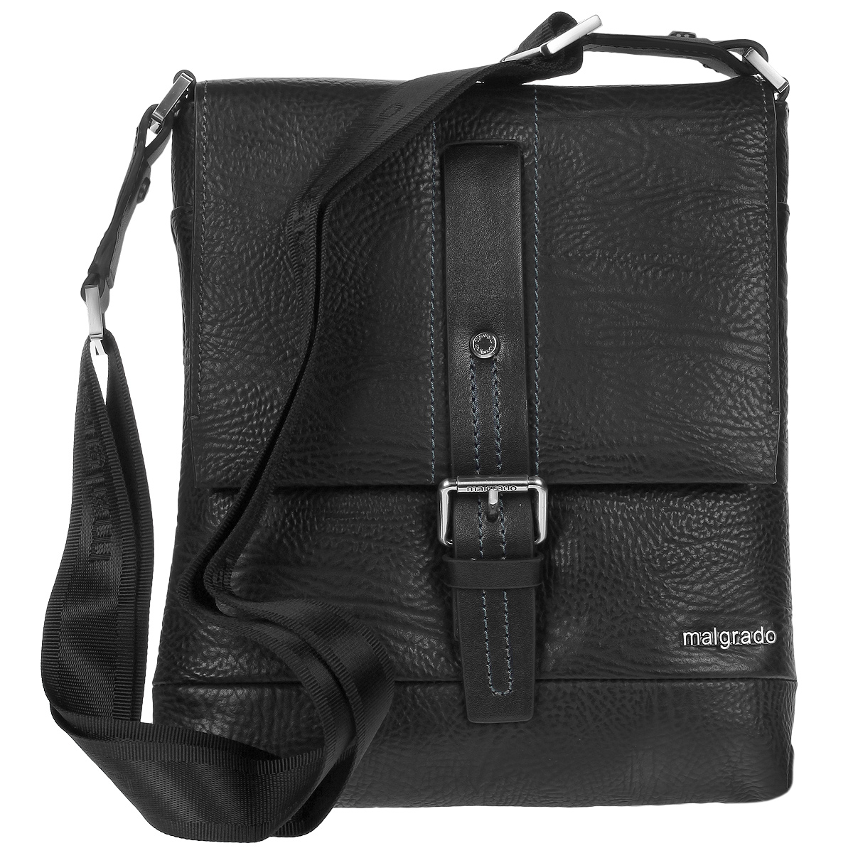 Cумка мужская Malgrado, цвет: черный. BR11-515C1797BR11-515C1797 black Cумка мужская Malgrado Cумка мужская Malgrado, цвет: черный. BR11-515C1797BR11-515C1797 black Cумка мужская MalgradoОригинальная мужская сумка Malgrado выполнена из натуральной кожи. Сумка имеет основное отделение, застегивающееся на застежку-молнию и сверху при помощи клапана на магнитную кнопку. Внутри отделения предусмотрен карман на застежке-молнии, два кожаных кармашка и два фиксатора для ручек. Спереди под клапаном и на задней стенке расположены удобные карманы, закрывающиеся на магнитные кнопки. Сумка снабжена плечевым текстильным ремнем регулируемой длины.