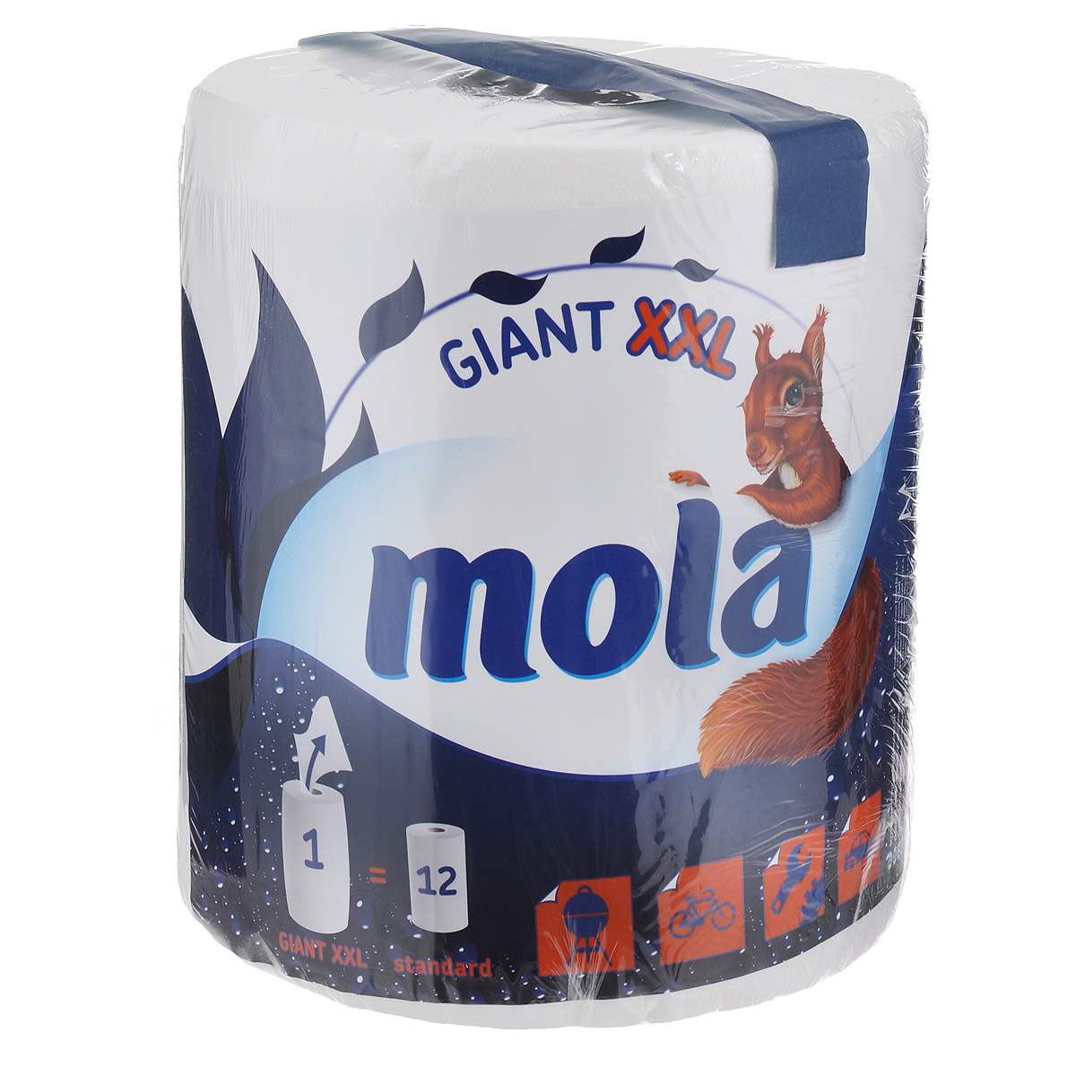 Полотенца бумажные Mola Giant, двухслойные, цвет: белый, 1 рулон2775 Полотенца бумажные Mola Giant, двухслойные, цвет: белый, 1 рулон2775Двухслойные бумажные полотенца Mola, выполненные из 100% целлюлозы, подарят превосходный комфорт и ощущение чистоты и свежести. Бумажные полотенца Mola - это незаменимый атрибут чистой кухни. Они просты в использовании, их не надо стирать и просто утилизировать. Специальное тиснение улучшает способность материала впитывать влагу, что позволяет полотенцам еще лучше справляться со своей работой. Натуральные материалы, используемые при изготовлении продукции Mola, безопасны для людей, животных и окружающей среды, не вызывают раздражения и аллергии и не оставляют мелкой бумажной пыли. Классические бумажные полотенца Mola могут использоваться не только на кухне, но и для других целей, поскольку отлично вытирают руки и убирают грязь с самых разных поверхностей. Стол, пол, подоконник - все будет чистым и свежим, а полотенце просто отправится в ведро. Большой упаковки полотенец хватит надолго. Один рулон Mola Giant включает в себя 12 стандартных...