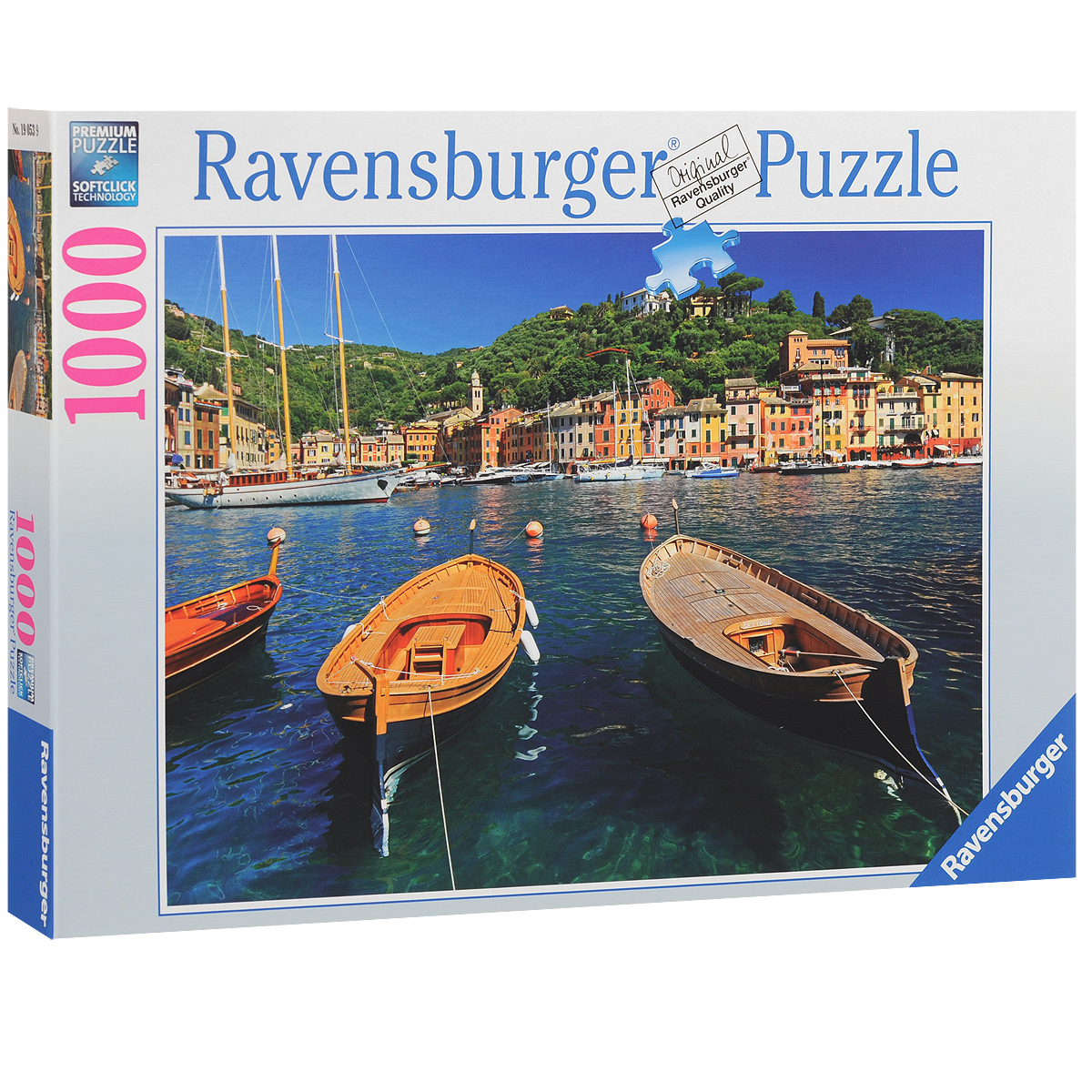 Ravensburger Гавань в Портофино. Пазл, 1000 элементов190539 Ravensburger Гавань в Портофино. Пазл, 1000 элементов190539Пазл Ravensburger Гавань в Портофино, без сомнения, придется вам по душе. Собрав этот пазл, включающий в себя 1000 элементов, вы получите великолепную картину с изображением гавани. Каждая деталь имеет свою форму и подходит только на своё место. Нет двух одинаковых деталей! Пазл изготовлен из картона высочайшего качества. Все изображения аккуратно отсканированы и напечатаны на ламинированной бумаге. Пазл - великолепная игра для семейного досуга. Сегодня собирание пазлов стало особенно популярным, главным образом, благодаря своей многообразной тематике, способной удовлетворить самый взыскательный вкус. А для детей это не только интересно, но и полезно. Собирание пазла развивает мелкую моторику у ребенка, тренирует наблюдательность, логическое мышление, знакомит с окружающим миром, с цветом и разнообразными формами.