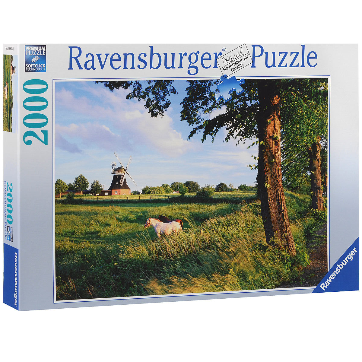 Ravensburger Сельский пейзаж. Пазл, 2000 элементов166350 Ravensburger Сельский пейзаж. Пазл, 2000 элементов166350Пазл Ravensburger Сельский пейзаж, без сомнения, придется вам по душе. Собрав этот пазл, включающий в себя 2000 элементов, вы получите великолепную картину с изображением природы. Каждая деталь имеет свою форму и подходит только на своё место. Нет двух одинаковых деталей! Пазл изготовлен из картона высочайшего качества. Все изображения аккуратно отсканированы и напечатаны на ламинированной бумаге. Пазл - великолепная игра для семейного досуга. Сегодня собирание пазлов стало особенно популярным, главным образом, благодаря своей многообразной тематике, способной удовлетворить самый взыскательный вкус. А для детей это не только интересно, но и полезно. Собирание пазла развивает мелкую моторику у ребенка, тренирует наблюдательность, логическое мышление, знакомит с окружающим миром, с цветом и разнообразными формами.