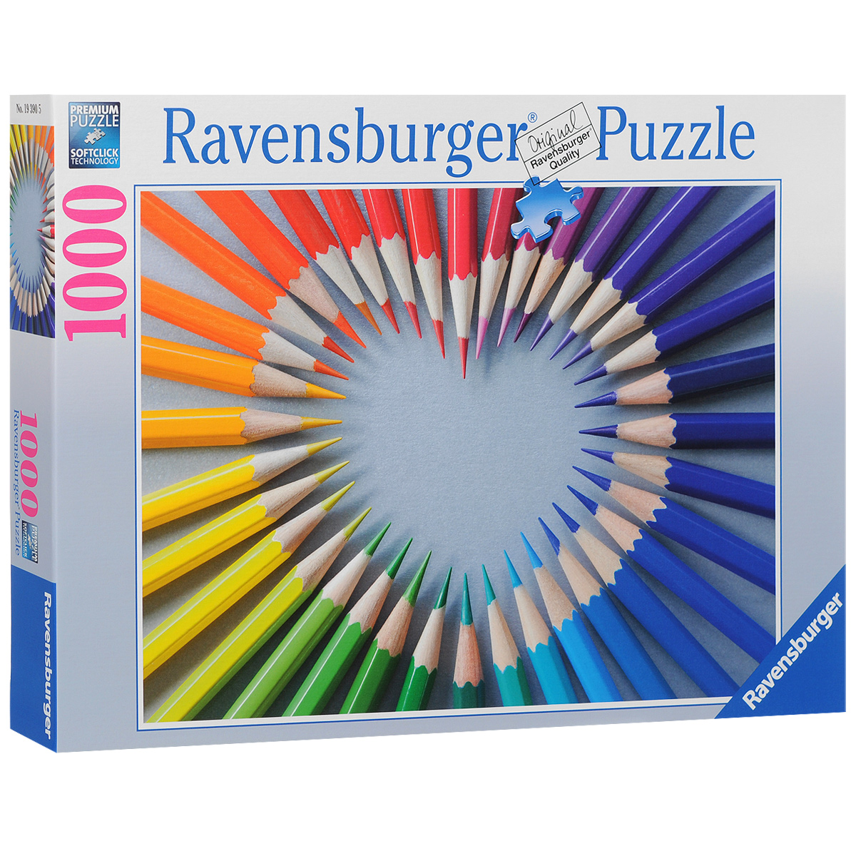 Ravensburger Цветное сердце. Пазл, 1000 элементов193905 Ravensburger Цветное сердце. Пазл, 1000 элементов193905Пазл Ravensburger Цветное сердце, без сомнения, придется вам по душе. Собрав этот пазл, включающий в себя 1000 элементов, вы получите великолепную картину с изображением сердца из цветных карандашей. Каждая деталь имеет свою форму и подходит только на своё место. Нет двух одинаковых деталей! Пазл изготовлен из картона высочайшего качества. Все изображения аккуратно отсканированы и напечатаны на ламинированной бумаге. Пазл - великолепная игра для семейного досуга. Сегодня собирание пазлов стало особенно популярным, главным образом, благодаря своей многообразной тематике, способной удовлетворить самый взыскательный вкус. А для детей это не только интересно, но и полезно. Собирание пазла развивает мелкую моторику у ребенка, тренирует наблюдательность, логическое мышление, знакомит с окружающим миром, с цветом и разнообразными формами.