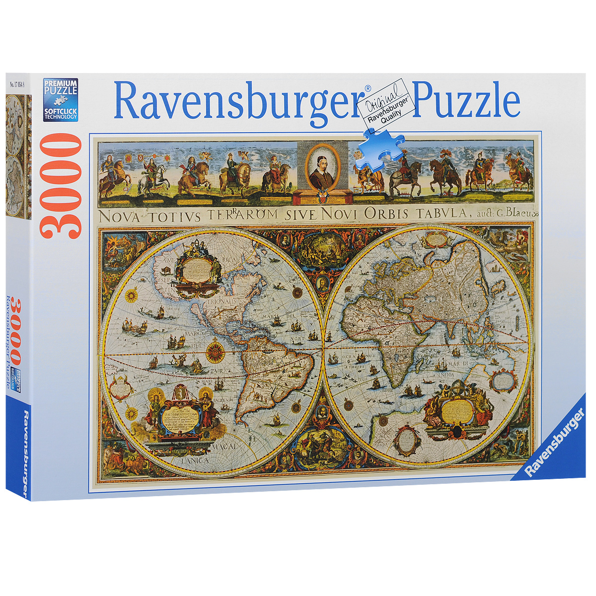 Ravensburger Историческая карта. Пазл, 3000 элементов170548 Ravensburger Историческая карта. Пазл, 3000 элементов170548Пазл Ravensburger Историческая карта, без сомнения, придется вам по душе. Собрав этот пазл, включающий в себя 3000 элементов, вы получите великолепную картину с изображением исторической карты. Каждая деталь имеет свою форму и подходит только на своё место. Нет двух одинаковых деталей! Пазл изготовлен из картона высочайшего качества. Все изображения аккуратно отсканированы и напечатаны на ламинированной бумаге. Пазл - великолепная игра для семейного досуга. Сегодня собирание пазлов стало особенно популярным, главным образом, благодаря своей многообразной тематике, способной удовлетворить самый взыскательный вкус. А для детей это не только интересно, но и полезно. Собирание пазла развивает мелкую моторику у ребенка, тренирует наблюдательность, логическое мышление, знакомит с окружающим миром, с цветом и разнообразными формами.