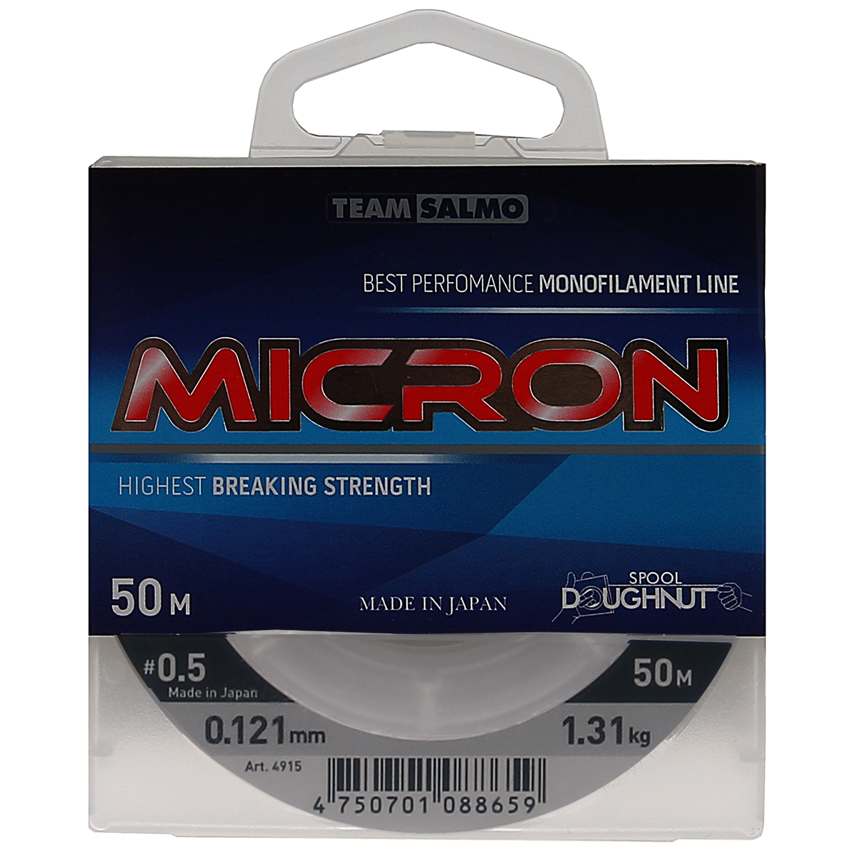 Леска монофильная Salmo Micron, сечение 0,121 мм, длина 50 м4915-012 Леска монофильная Salmo Micron, сечение 0,121 мм, длина 50 м4915-012В ассортименте лески нового поколения имеются минимальные диаметры, поэтому она прекрасно подходит для зимней рыбалки. Леска имеет специальное защитное покрытие, благодаря чему она имеет следующие достоинства: обладает повышенной износостойкостью, не взаимодействует с водой, долгое время не теряет своих механических свойств, сохраняет параметры на морозе и практически незаметна для рыбы. Леска производится в Японии с использованием самого высококачественного сырья и новейших технологий. Особенности лески: Высочайшая прочность. Высокая износостойкость. Идеально калиброванная, гладкая поверхность. Продолжительный срок эксплуатации. Отсутствие памяти.