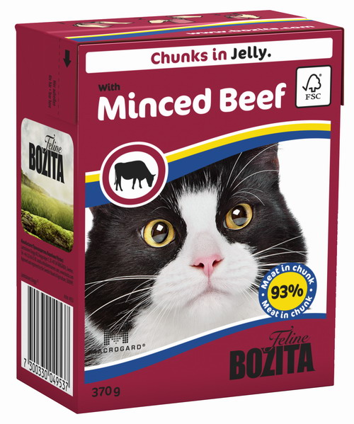 Консервы для кошек Bozita Feline, с рубленой говядиной в желе, 370 г4953 Консервы для кошек Bozita Feline, с рубленой говядиной в желе, 370 г4953Консервы Bozita Feline - это полнорационное влажное питание премиум класса для кошек. Содержит 93% свежего шведского мяса, которое никогда не было заморожено. Состав: курица, говядина (6% в порции), свинина, карбонат кальция, дрожжи (бета-1,3 / 1,6-глюкан 0,01%). Добавки на кг: витамин А 2000МЕ, витамин D3 200МЕ, витамин Е 12 мг, таурин 700 мг, медь 2 мг (сульфат меди-(II), пентагидрат), марганец 1,8 мг (оксид марганца -II и -III), цинк 14 мг (сульфат цинка, моногидрат), йод 0,1 мг (йодат кальция, моногидрат). Содержит все витамины и минералы, в которых нуждается ваш питомец. Анализ состава: белок 8,5%, жир 4,5%, клетчатка 0,5%, минеральные вещества (сырая зола 2,3%, кальций 0,35%, фосфор 0,3%, магний 0,02%), влага 83%. Продукт не содержит ГМО. Энергетическая ценность: 290 кДж/100г. Вес: 370 г. Товар сертифицирован.