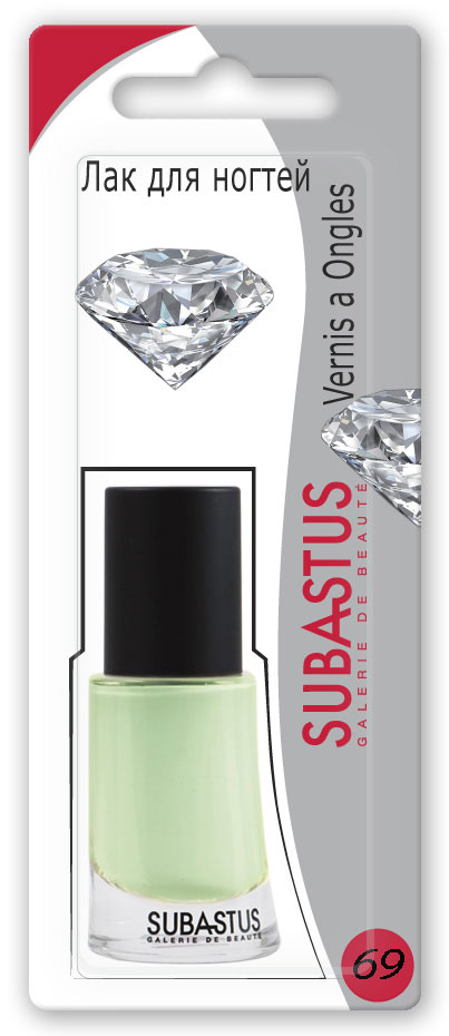 Лак для ногтей Subastus Vernis a Ongles, №69, 10 мл801103 Лак для ногтей Subastus Vernis a Ongles, №69, 10 мл801103Лак для ногтей Subastus Vernis a Ongles с ультрастойкой формулой и глянцевым блеском. Профессиональная кисточка равномерно и быстро покрывает поверхность ногтя, обеспечивая мастерски-безупречный маникюр. Элегантный флакон изумительной формы создает иллюзию хрустального дна. Колпачок с матовым покрытием не скользит в руке, обеспечивая точное и аккуратное нанесение лака. Характеристики: Объем: 10 мл. Тон лака: №69. Артикул: 801103. Производитель: Франция. Товар сертифицирован.