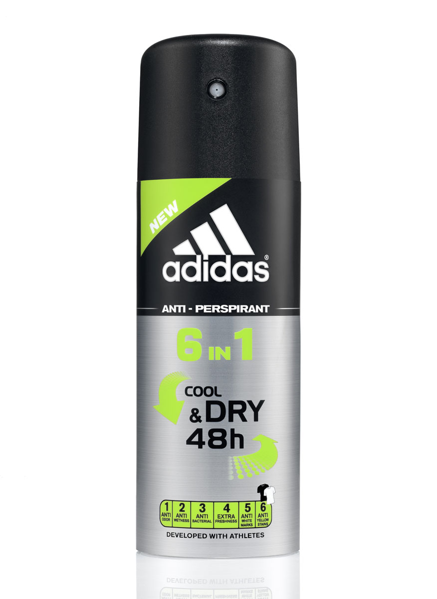 Аdidas 6in1 Cool&Dry Anti-Perspirant дезодорант антиперспирант спрей 6 в 1 для мужчин 150 мл3400107125 Аdidas 6in1 Cool&Dry Anti-Perspirant дезодорант антиперспирант спрей 6 в 1 для мужчин 150 мл3400107125Идеальная комбинация свойств антиперспиранта и ухаживающих компонентов обеспечивает надежную защиту, благодаря 6 активным действиям: 1. Против запаха; 2. Против пота; 3. Антибактериальный; 4. Экстра-свежесть; 5. Против белых следов; 6. Против желтых пятен. Его уникальная формула разработана при участии спортсменов. Сохраняет ощущение свежести на весь день. Заботится о вашей коже. Не содержит спирт. Не нарушает pH баланс. Прошел дерматологическое тестирование. Товар сертифицирован.