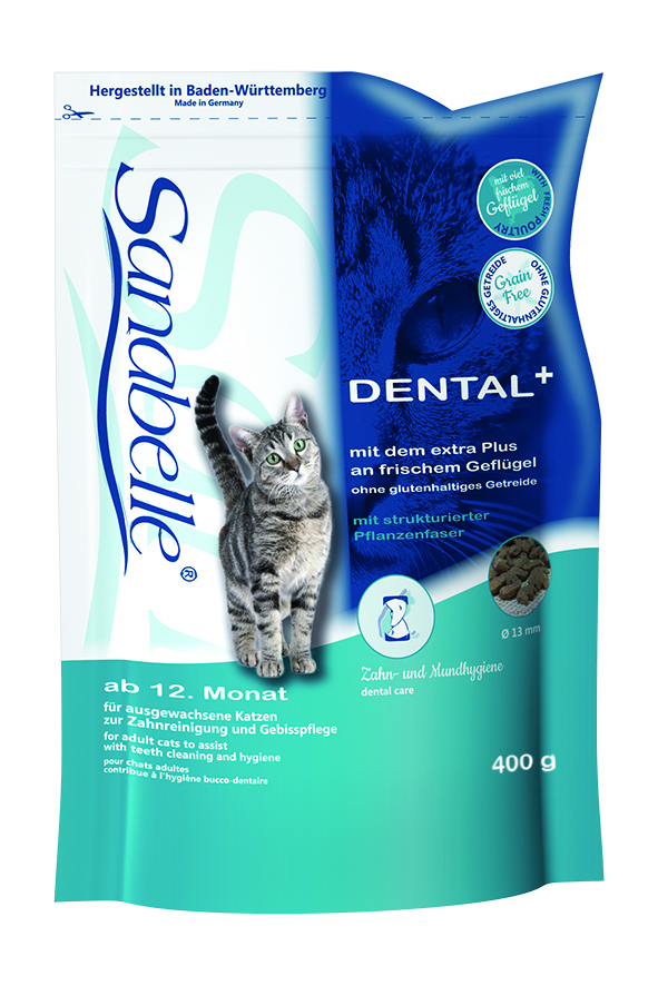 Корм сухой Sanabelle Dental для взрослых кошек, профилактика заболеваний зубной системы, 0,4 кг57850 Корм сухой Sanabelle Dental для взрослых кошек, профилактика заболеваний зубной системы, 0,4 кг57850Сухой корм Sanabelle Dental предназначен для взрослых кошек. Это полностью сбалансированный высококачественный сухой корм для профилактики заболеваний зубной системы и поддержания правильной микрофлоры ротовой полости. Специальный размер и структура гранул оказывают полировочный эффект на зубную поверхность. Использование фосфатов, которые связывают ионы кальция, не дают образовываться зубному камню. Состав: мясо домашней птицы, рис, ячмень, животный жир, клетчатка, печень, жировая клетчатка (дегидратированная), гидролизованное мясо, рыбная мука, яичный порошок, льняное семя, рыбий жир, натрия фосфат, дрожжи, хлорид калия, клюква, черника, мука из мидий, цикориевая пудра, сушеные цветки бархатцев, экстракт юкки. Добавки: витамин А 25000 МЕ, витамин D3 1500 МЕ, витамин Е 600 мг, таурин 2000 мг, медь (в форме сульфата меди (ll), пентагидрат) 10 мг, цинк (в форме окиси цинка) 30 мг, цинк (в аминокислотной хелатной форме, гидрат) 75 мг, йод (в форме йодида кальция,...