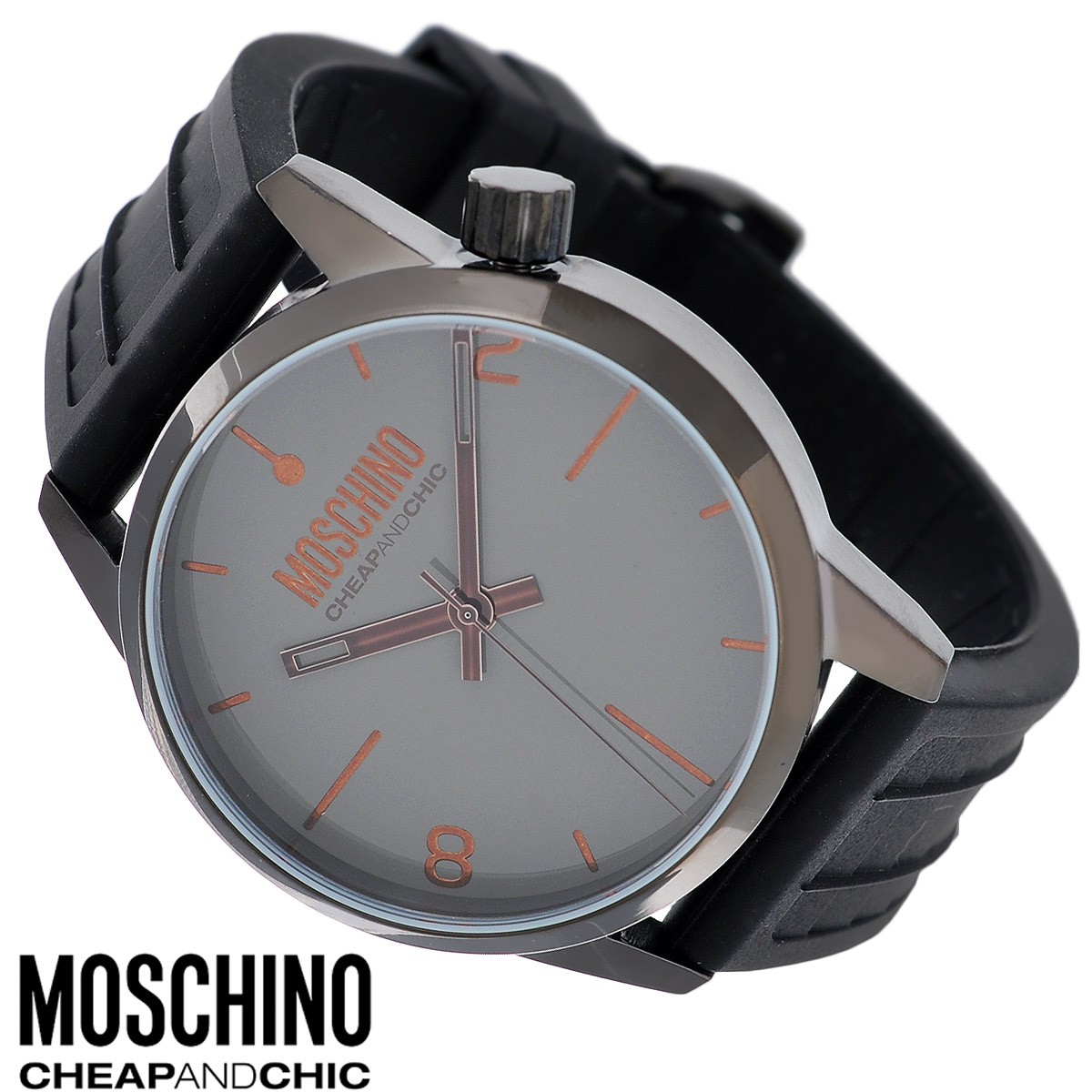 Часы наручные Moschino, цвет: черный, серый. MW0270MW0270 Часы наручные Moschino, цвет: черный, серый. MW0270MW0270Наручные часы от известного итальянского бренда Moschino - это не только стильный и функциональный аксессуар, но и современные технологи, сочетающиеся с экстравагантным дизайном и индивидуальностью. Часы Moschino оснащены кварцевым механизмом. Корпус круглой формы выполнен из высококачественной нержавеющей стали с PVD-покрытием. Циферблат с отметками и арабскими цифрами защищен минеральным стеклом. Часы имеют три стрелки - часовую, минутную и секундную. Ремешок часов выполнен из каучука и оснащен классической застежкой. Часы упакованы в фирменную металлическую коробку с логотипом бренда. Часы Moschino благодаря своему уникальному дизайну отличаются от часов других марок своеобразными циферблатами, функциональностью, а также набором уникальных технических свойств. Каждой модели присуща легкая экстравагантность, самобытность и, безусловно, великолепный вкус. Характеристики: Диаметр циферблата: 4 см. Размер корпуса: 4,5 см х...