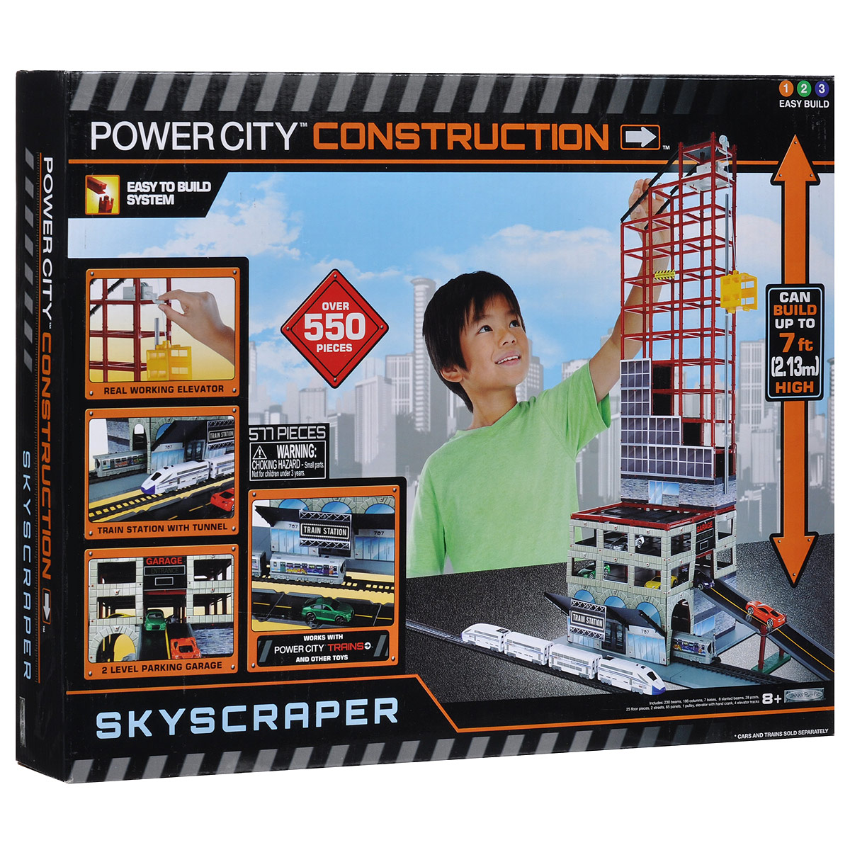 PowerTrains & Constructions Игровой набор Небоскреб, паркинг, железнодорожная станция72175 PowerTrains & Constructions Игровой набор Небоскреб, паркинг, железнодорожная станция72175Игровой набор PowerCity Construction Небоскреб, паркинг, железнодорожная станция привлечет внимание вашего ребенка и не позволит ему скучать. Набор включает в себя маленькую площадку, 186 реек, 230 балок, 28 стоек, 8 скошенных балок, 2 длинных дорожных полотна, 25 элементов пола, 6 средних площадок, шкив, 4 направляющих лифта, лифт с заводной рукояткой, 60 панелей и пошаговую иллюстрированную инструкцию на русском языке. Парковка является двухуровневой. Небоскреб оснащен подвижным строительным лифтом. В нижней части небоскреба располагается железнодорожная станция и туннель. Набор встраивается в любой другой набор PowerTrains. Набор поможет ребенку не только получать удовольствие от игры, но и развивать пространственное воображение, мелкую моторику рук и координацию движений.