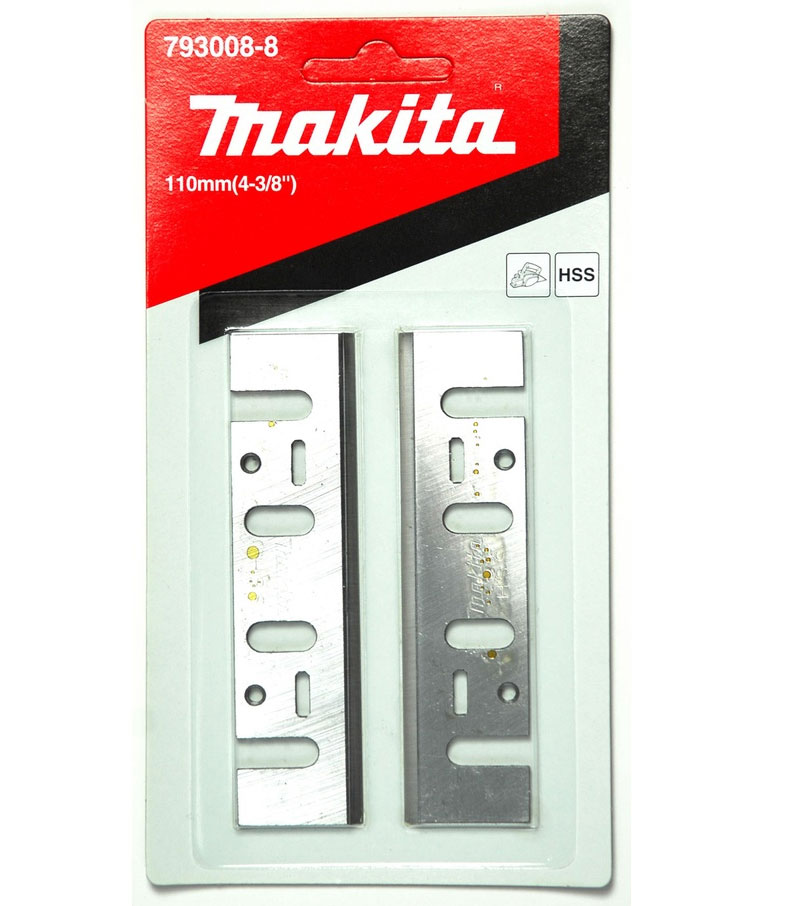 Нож для рубанка Makita 793008-8, 110 мм, 2 шт110786 Нож для рубанка Makita 793008-8, 110 мм, 2 шт110786Набор из 2-х высококачественных быстрорежущих ножей Makita. Они изготовлены из твердосплавной стали и отличаются повышенной износостойкостью. Предназначены для рубанков 1911В.