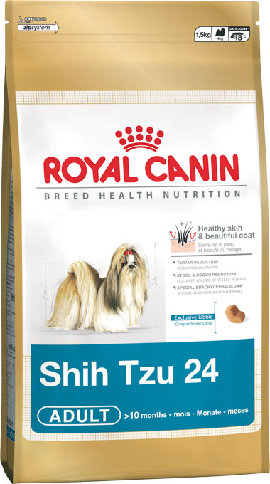 Корм сухой Royal Canin Shih Tzu Adult, для собак пород ши-тцу в возрасте от 10 месяцев, 500 г176005 Корм сухой Royal Canin Shih Tzu Adult, для собак пород ши-тцу в возрасте от 10 месяцев, 500 г176005Корм сухой Royal Canin Shih Tzu Adult - полнорационный корм для собак пород ши-тцу в возрасте от 10 месяцев. Порода ши-тцу была выведена в Тибете, и собаки этой породы долгое время принадлежали исключительно китайской императорской династии. Красивые и экзотические ши-тцу напоминали маленьких львов и считались божественными созданиями, за которыми требовался специфический уход. Главное требование к корму для ши-тцу — наличие оптимального витаминного комплекса и аминокислот, благотворно влияющих на шерсть собак. Здоровая кожа и красивая шерсть. Корм усиливает защитные свойства кожи и смягчает воспалительные реакции благодаря присутствию в его составе специального кожного комплекса, а также эйкозапентеновой и докозагексаеновой кислот. Здоровье зубов. Поддерживает здоровье зубов и ротовой полости. Нормализация стула. Нормализует стул, способствует уменьшению объема и запаха фекалий. Особая форма и текстура крокет. Особая форма и текстура...
