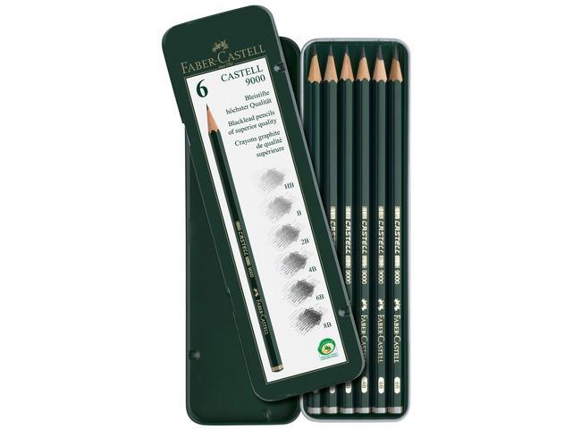 Чернографитовые карандаши CASTELL® 9000, твердость 2B, 4B, B, HB, 6В, 8В, в металлической коробке, 6 шт.119063 Чернографитовые карандаши CASTELL® 9000, твердость 2B, 4B, B, HB, 6В, 8В, в металлической коробке, 6 шт.119063Вид карандаша: Простой. Твердость грифеля: 2B, 4B, B, HB, 6В, 8В. Материал: дерево.