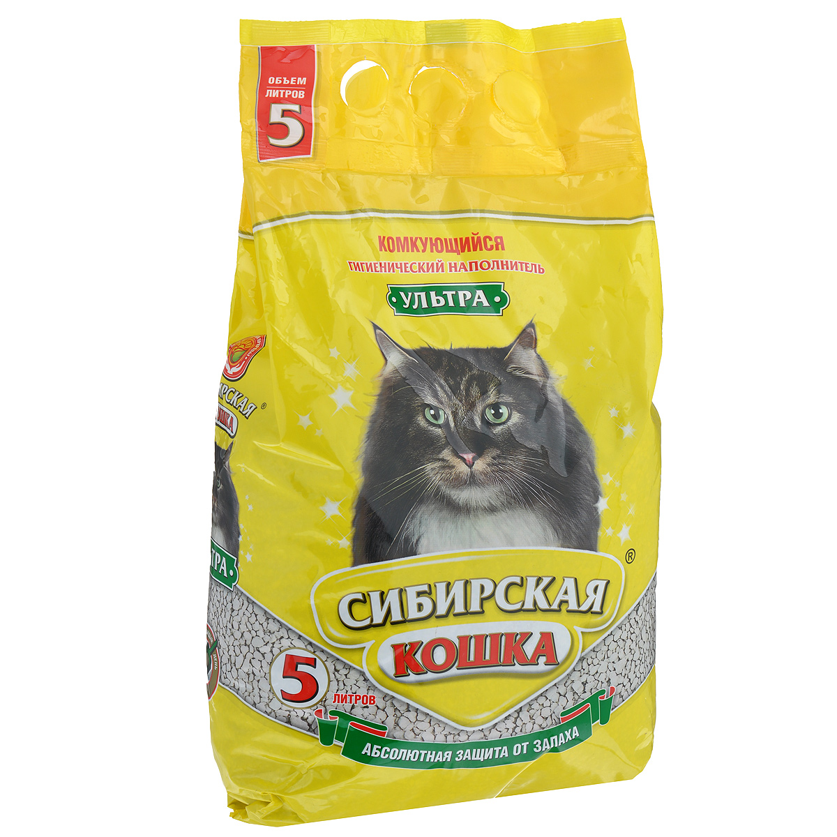 Наполнитель для кошачьих туалетов Сибирская Кошка Ультра, комкующийся, 5 л0152 Наполнитель для кошачьих туалетов Сибирская Кошка Ультра, комкующийся, 5 л0152Наполнитель для кошачьих туалетов Сибирская Кошка Ультра - экологически чистый продукт, изготовленный из оригинальной композиции минералов вулканического происхождения, пронизанный микроскопическими порами и невесомыми каналами. Имеет ярко выраженные ионообменные, адсорбирующие качества, а еще неповторимые качества молекулярных фильтров. Прошел особую санитарно-термическую обработку, что дает ему способность впитывать влагу, нейтрализовать запахи, замедлять становление болезнетворных организмов. Не прилипает к лапам и шерсти. Гранулы наполнителя не имеют острых краев, что безопасно для кошачьих лап и оказывает полезное действие на привыкание животного к туалету. Наполнитель совершенно безвреден, в том числе и при попадании в желудок. Состав: композиция минералов вулканического происхождения. Товар сертифицирован.