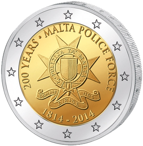Монета номиналом 2 евро 200 лет полиции Мальты. Мальта, 2014 год656 Монета номиналом 2 евро 200 лет полиции Мальты. Мальта, 2014 год656Монета номиналом 2 евро 200 лет полиции Мальты. Мальта, 2014 год Диаметр 2,5 см. Сохранность UNC (без обращения).
