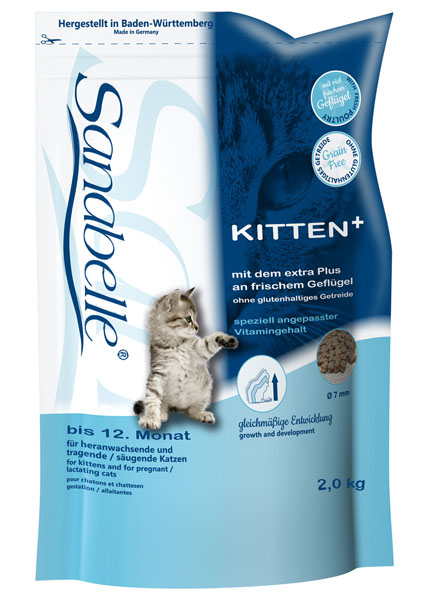 Корм сухой Sanabelle Kitten для котят до года и беременных кормящих кошек, 2 кг57806 Корм сухой Sanabelle Kitten для котят до года и беременных кормящих кошек, 2 кг57806Полностью сбалансированный высококачественный сухой корм для котят до года и беременных/кормящих кошек. Ингредиенты: свежее мясо домашней птицы (мин. 20%), рис, мясо домашней птицы, животный жир, мука из свежего мяса, сорго, печень, протеин из клубней картофеля, гидролизованный протеин, жировая клетчатка (дегидратированная), рыбная мука, свекольная пульпа (без сахара), желтое просо, льняное семя, дрожжи, рыбий жир, карбонат кальция, хлорид калия, клюква, черника, мука из мидий, цикориевая пудра, сушеные цветки бархатцев, экстракт юкки. Состав: протеин 34,0%, содержание жира 21,5%, клетчатка 2,0%, минеральные вещества 6,6%, магний 0,08%, влажность 10,0%. Экстрактивные вещества, не содержащие азот 25,9%. Основные добавки: пищевые добавки на 1 кг корма: Витамин А 25.000 МЕ, Витамин Д3 1.500 МЕ, Витамин Е 600 мг, таурин 2.000 мг, медь (в форме сульфата меди (2), пентагидрат) 10 мг, цинк (в форме окиси цинка) 30 мг, цинк (в аминокислотной хелатной форме, гидрат) 75 мг,...