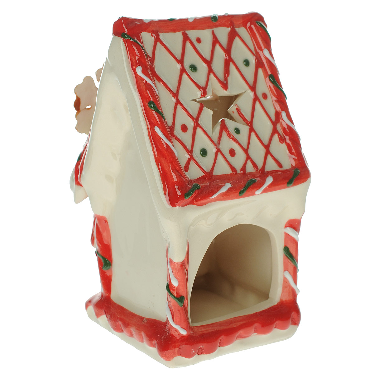 Новогодний декоративный подсвечник House & Holder Домик, цвет: белыйDP-B83-131016-4D/C Новогодний декоративный подсвечник House & Holder Домик, цвет: белыйDP-B83-131016-4D/CНовогодний подсвечник House & Holder Домик, выполненный из керамики, украсит интерьер вашего дома или офиса в преддверии Нового года. Оригинальный дизайн и красочное исполнение создадут праздничное настроение. Подсвечник выполнен в виде пряничного домика и декорирован перфорацией в форме звездочек. Вы можете поставить подсвечник в любом месте, где он будет удачно смотреться, и радовать глаз. Кроме того - это отличный вариант подарка для ваших близких и друзей.