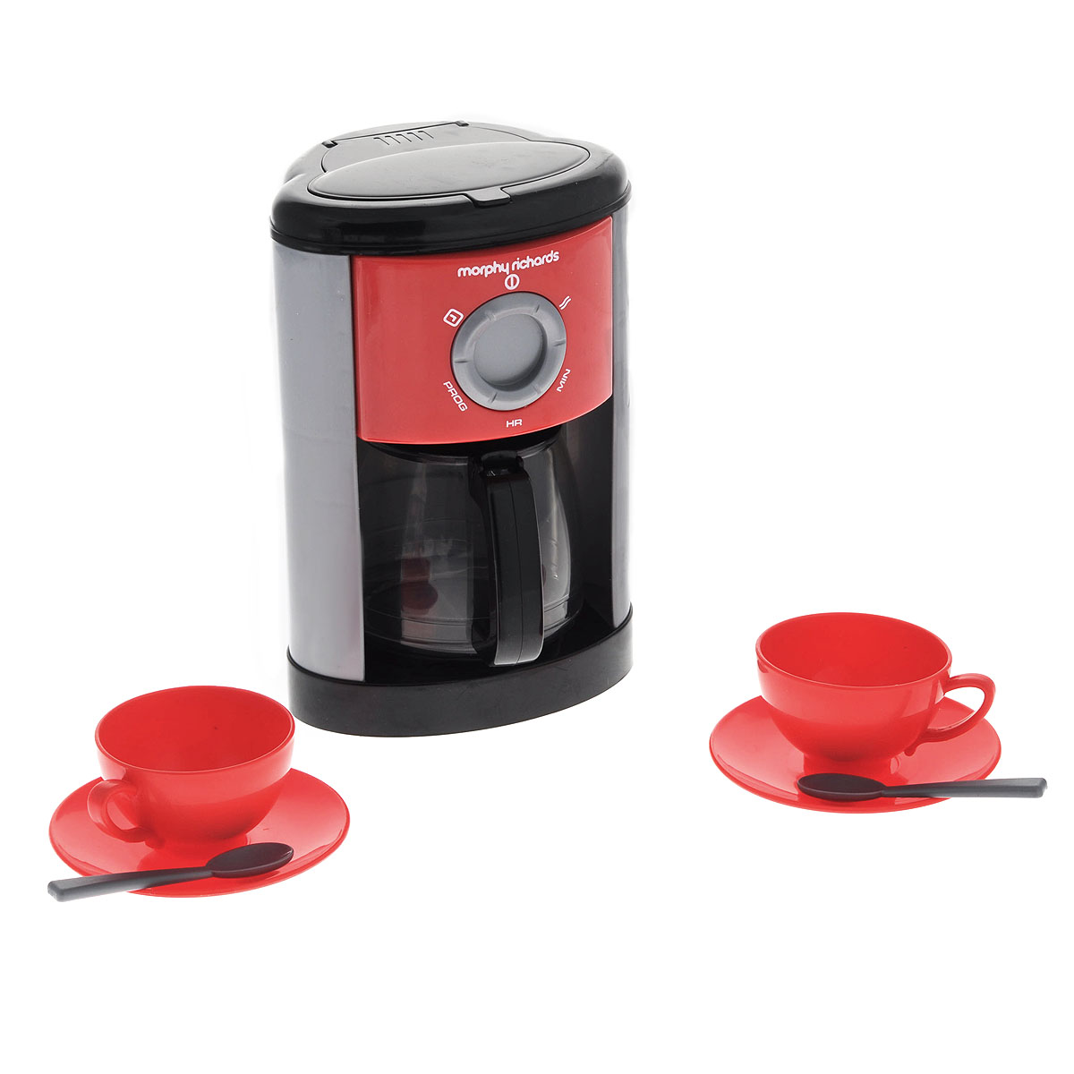 Кофеварка Casdon Morphy Richards, с аксессуарами650 Кофеварка Casdon Morphy Richards, с аксессуарами650Если ваш ребенок любит помогать маме на кухне, играть с посудой, варить и жарить, но вам приходится ограничивать его в игре с бьющимися предметами кухонной утвари и техникой, то эта игрушка создана специально для юного поваренка. С кофеваркой Casdon Morphy Richards ваша малышка сможет напоить своих игрушек вкусным кофе. Верхняя крышка кофеварки открывается. В комплект также входят две кружки, два блюдца и две ложечки. Все элементы набора выполнены из прочного яркого пластика. Порадуйте свою малышку таким замечательным подарком!