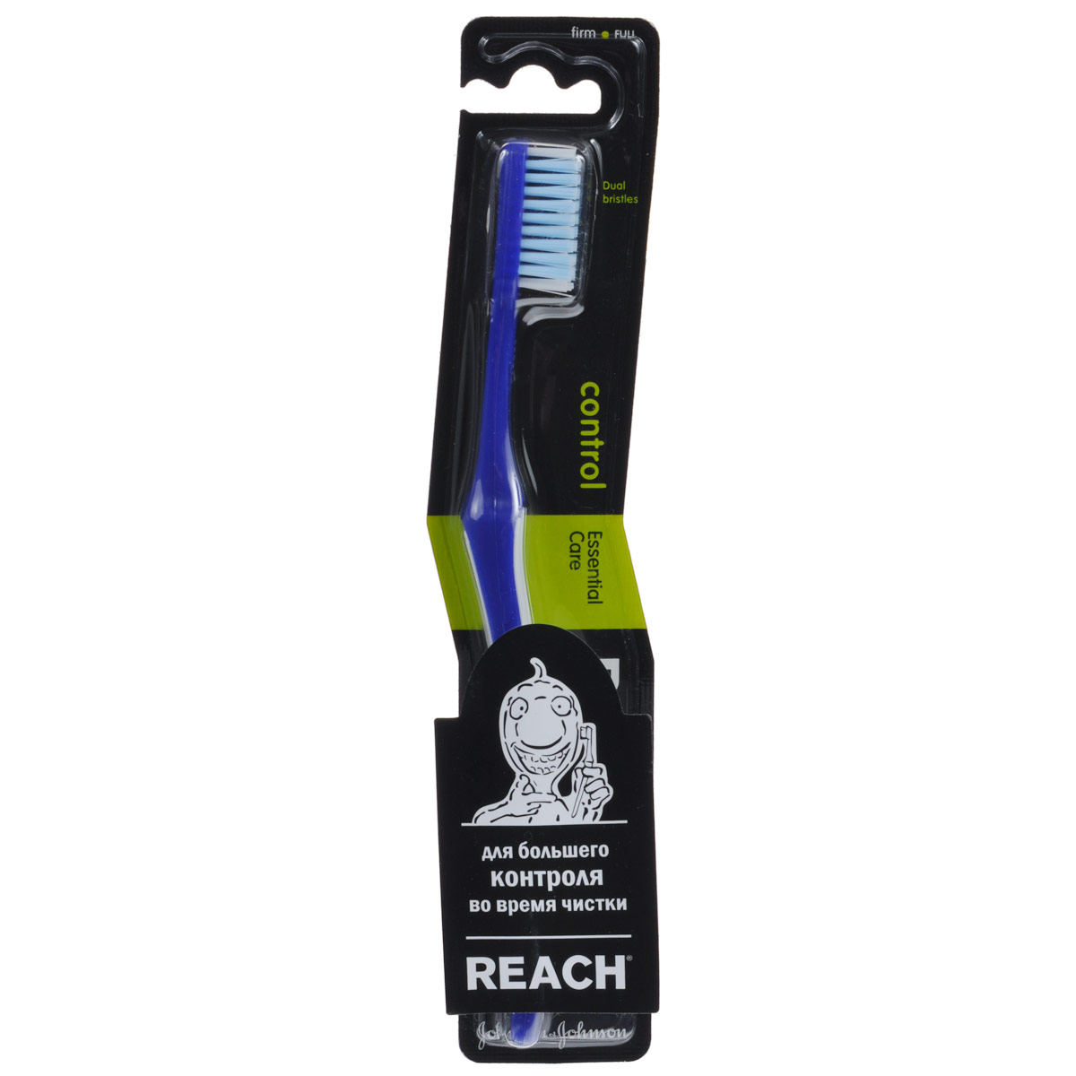 Reach Зубная щетка Control, жесткая62124 Reach Зубная щетка Control, жесткая62124Зубная щетка REACH® Control - для большего контроля во время чистки: длинные внешние щетинки бережно чистят вдоль линии десен; шейка щетки расположена под углом для более легкой чистки труднодоступных мест; мягкие резиновые накладки на ручке позволяют ей не скользить в руке во время чистки; Три уровня жесткости щетины: жесткая, средняя, мягкая. Товар сертифицирован.