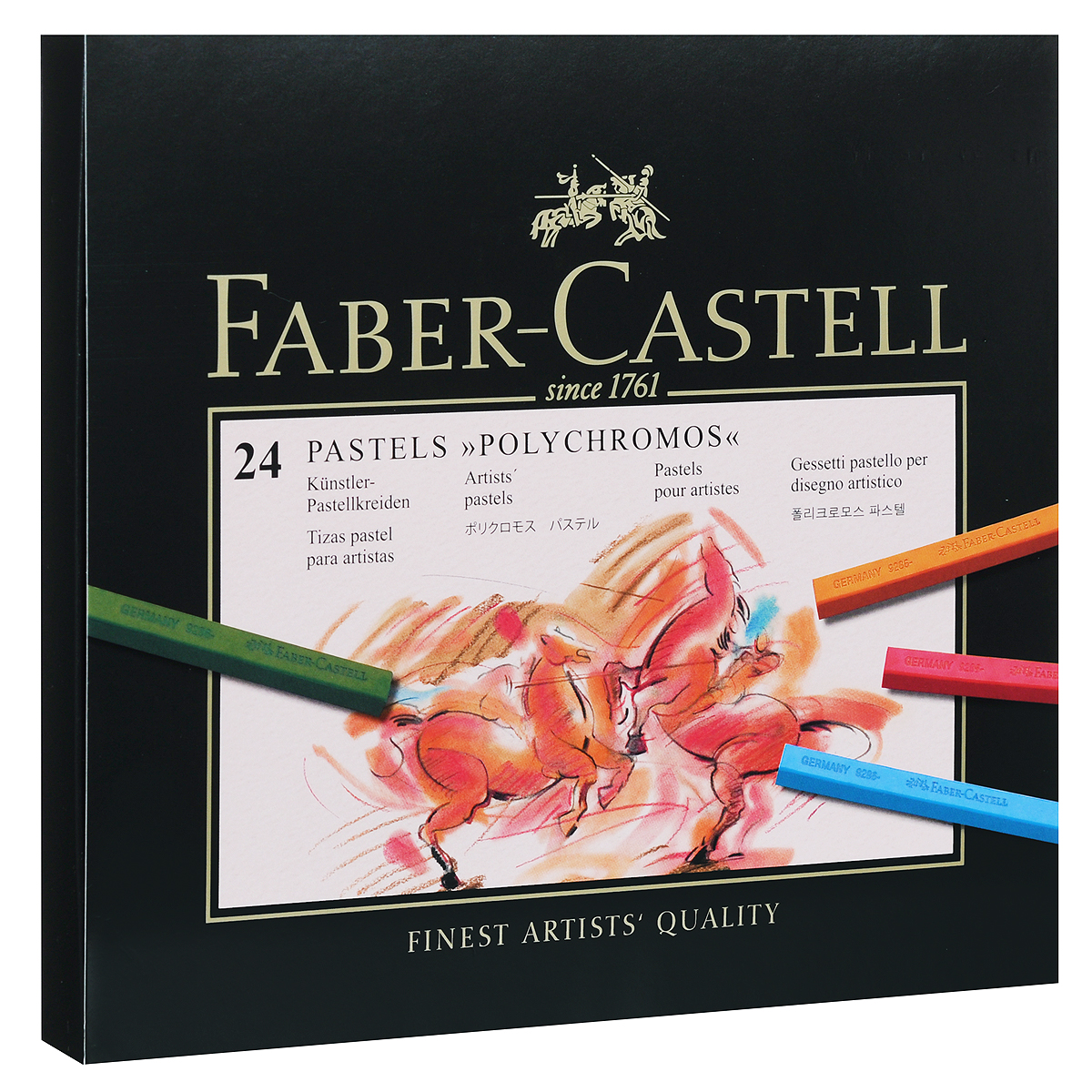 Пастель Faber-Castell Polychromos, 24 шт128524 Пастель Faber-Castell Polychromos, 24 шт128524Набор Faber-Castell Polychromos содержит пастель прямоугольной формы в виде мелков 24 цветов - от ярких активных тонов до приглушенных оттенков. Пастель великолепного качества не крошится при работе, обладает отличными кроющими свойствами, обеспечивает хорошее сцепление с поверхностью, яркость и долговечность изображения. Пастелью Faber-Castell Polychromos можно рисовать в любой технике, сочетая ее с цветными карандашами и красками.